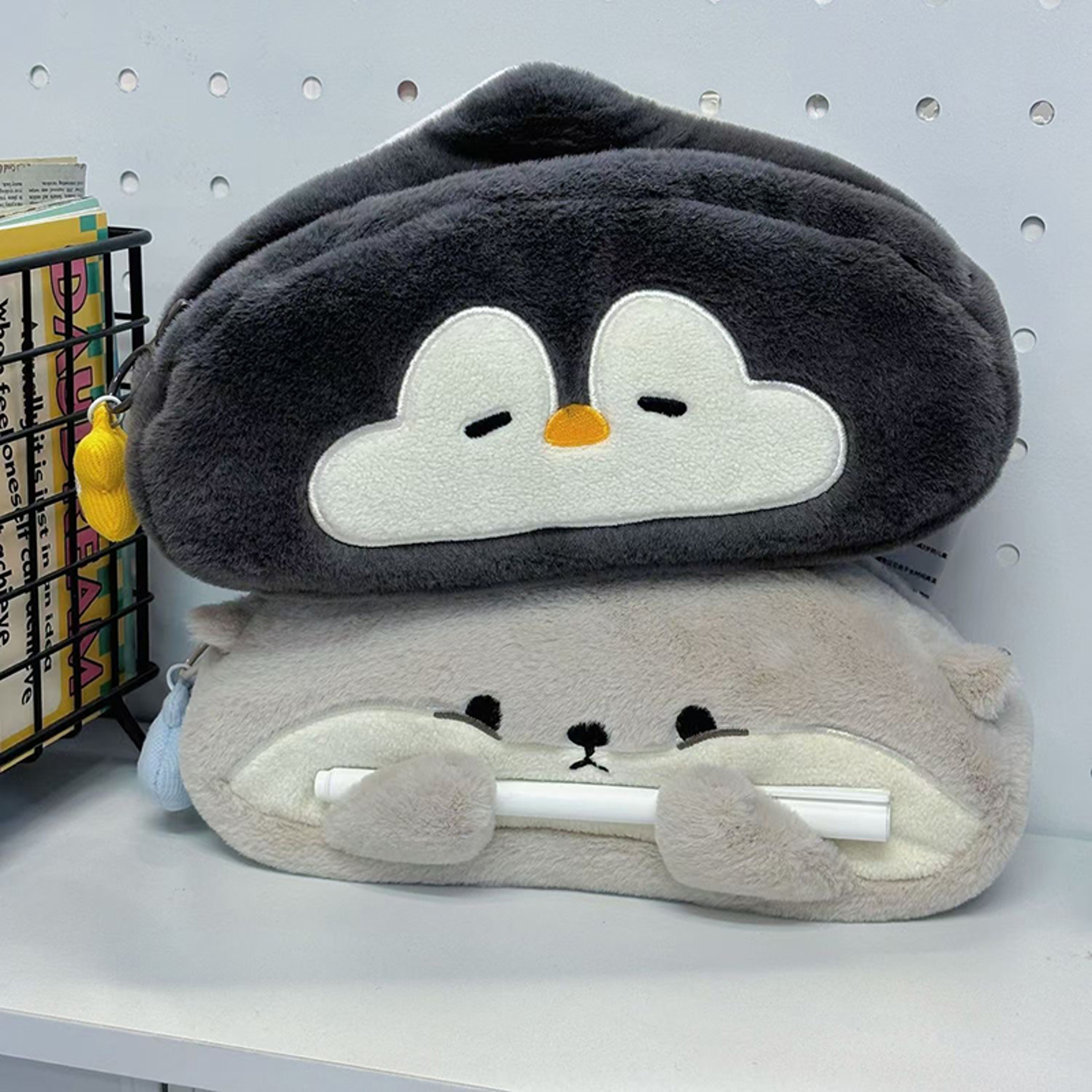 Little Otter Penguin Plush Pen Bag Large Capacity Pencil Case For School And Travel 2