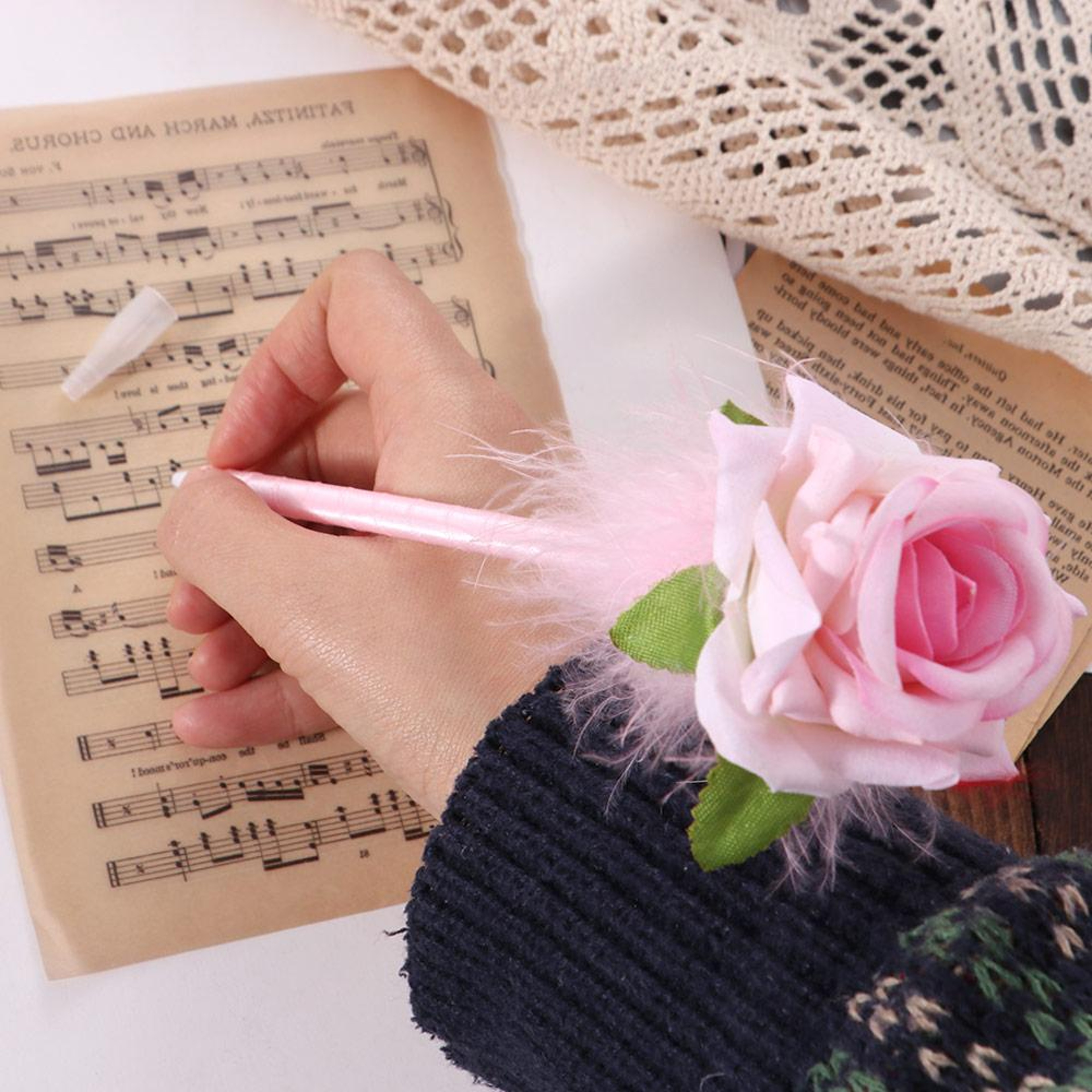 Rose Flower Ballpoint Pen Gift Smooth Writing Blue Ink Pen for Teachers Students – view 4