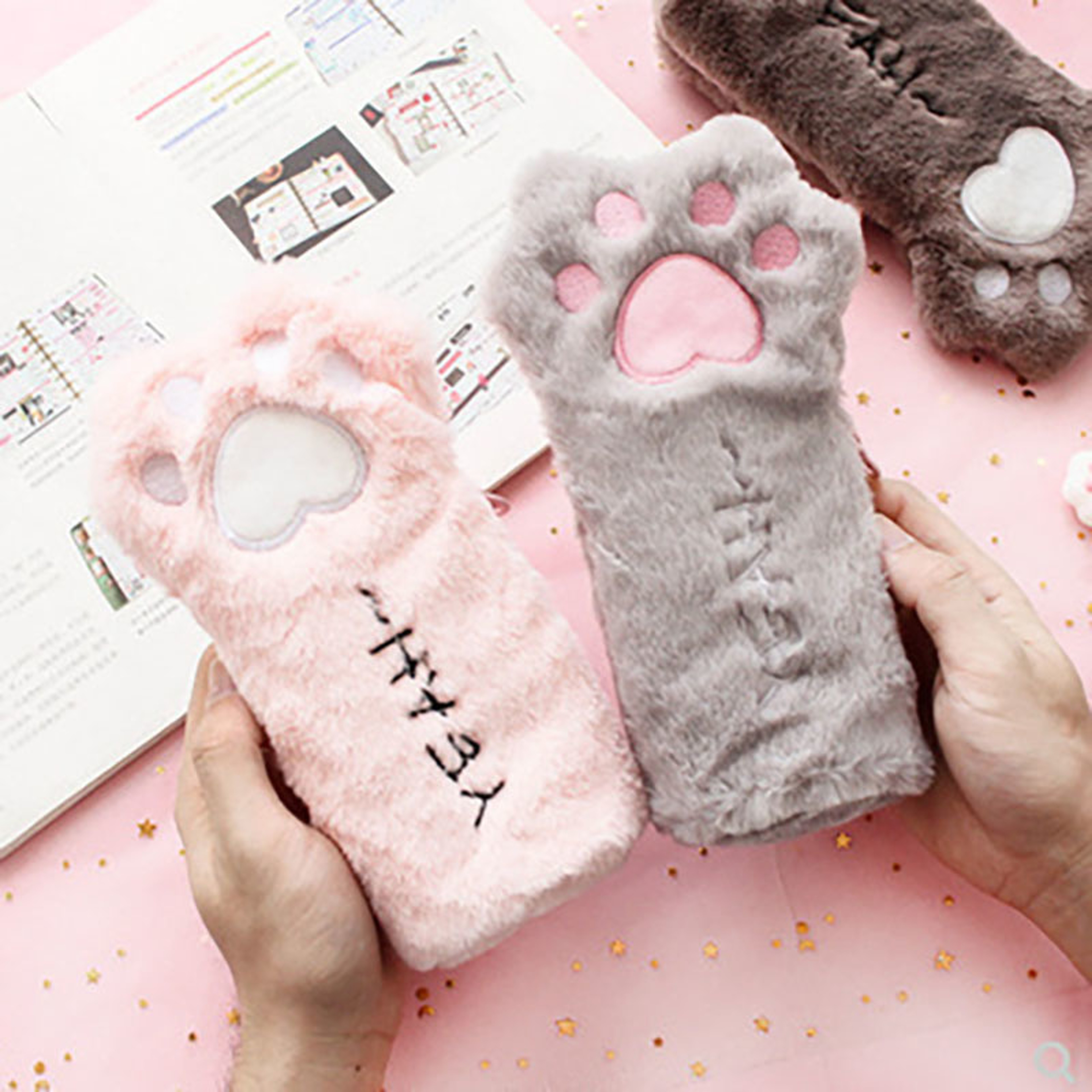 Cute Cat Paw Pencil Case Cute Cartoon Stationery Pouch Makeup Organizer For School Office 2