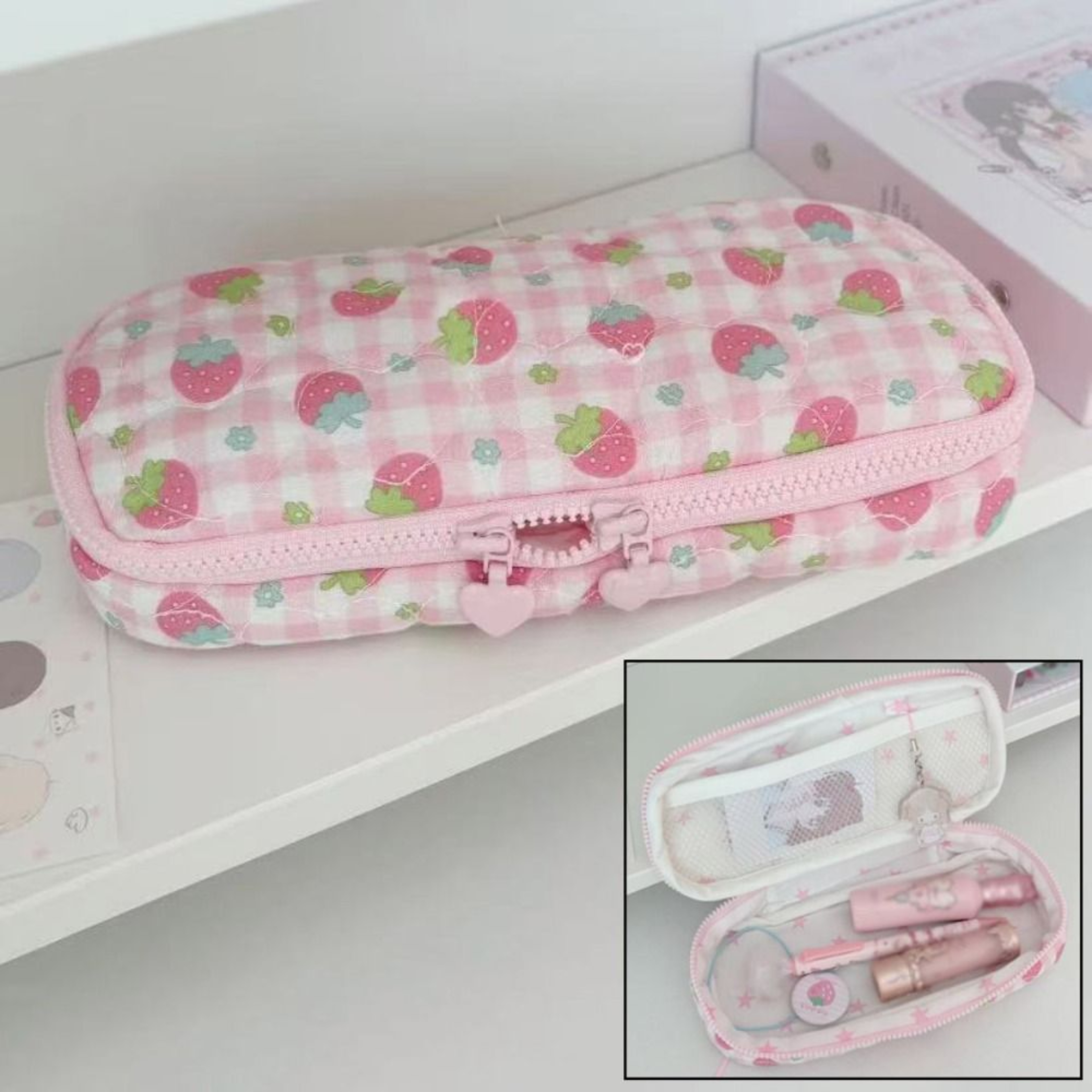 Strawberry Design Large Capacity Pencil Case Portable Stationery Bag for School – view 2