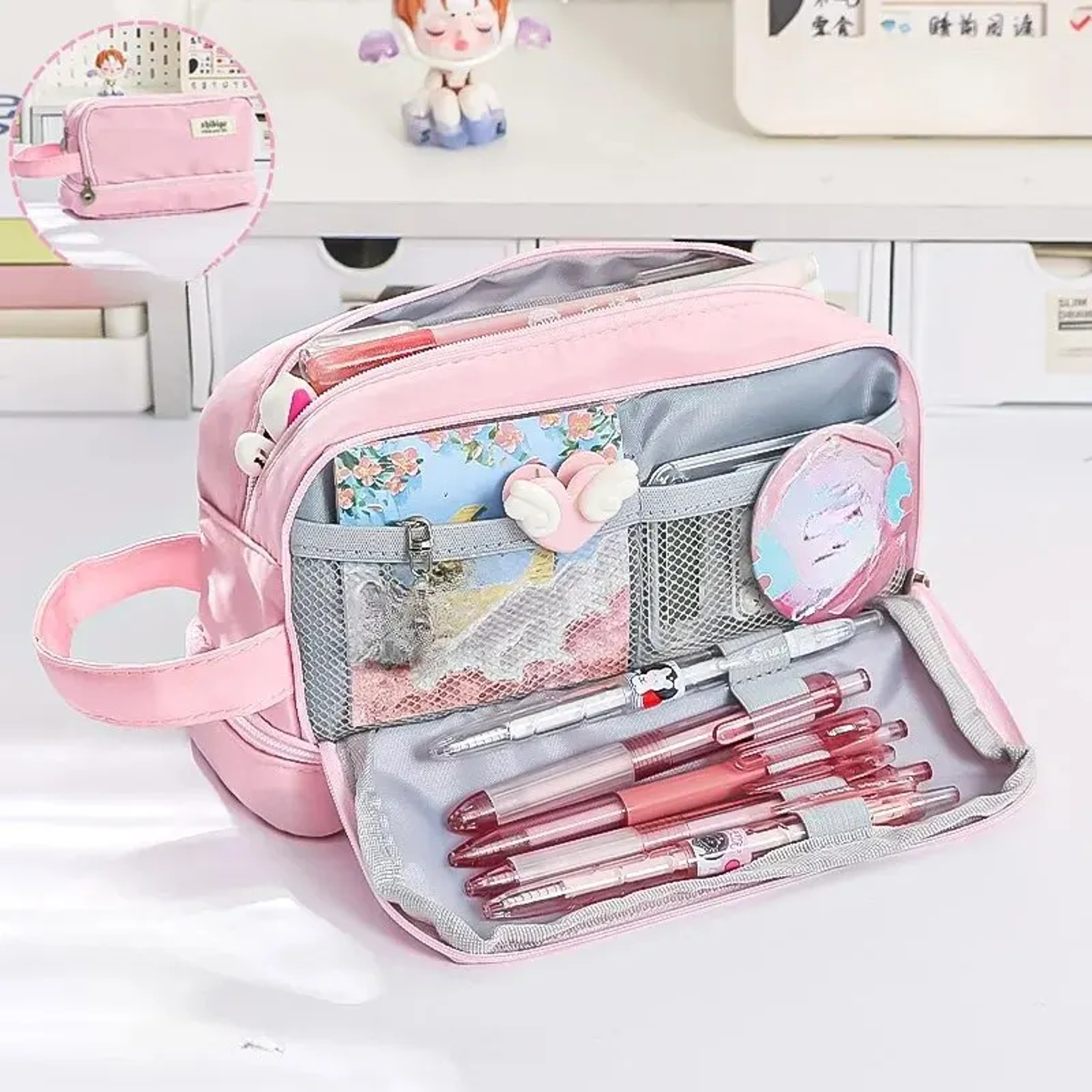 Cute Large Capacity Pencil Case For School Students Multi Functional Pen Storage Bag 4