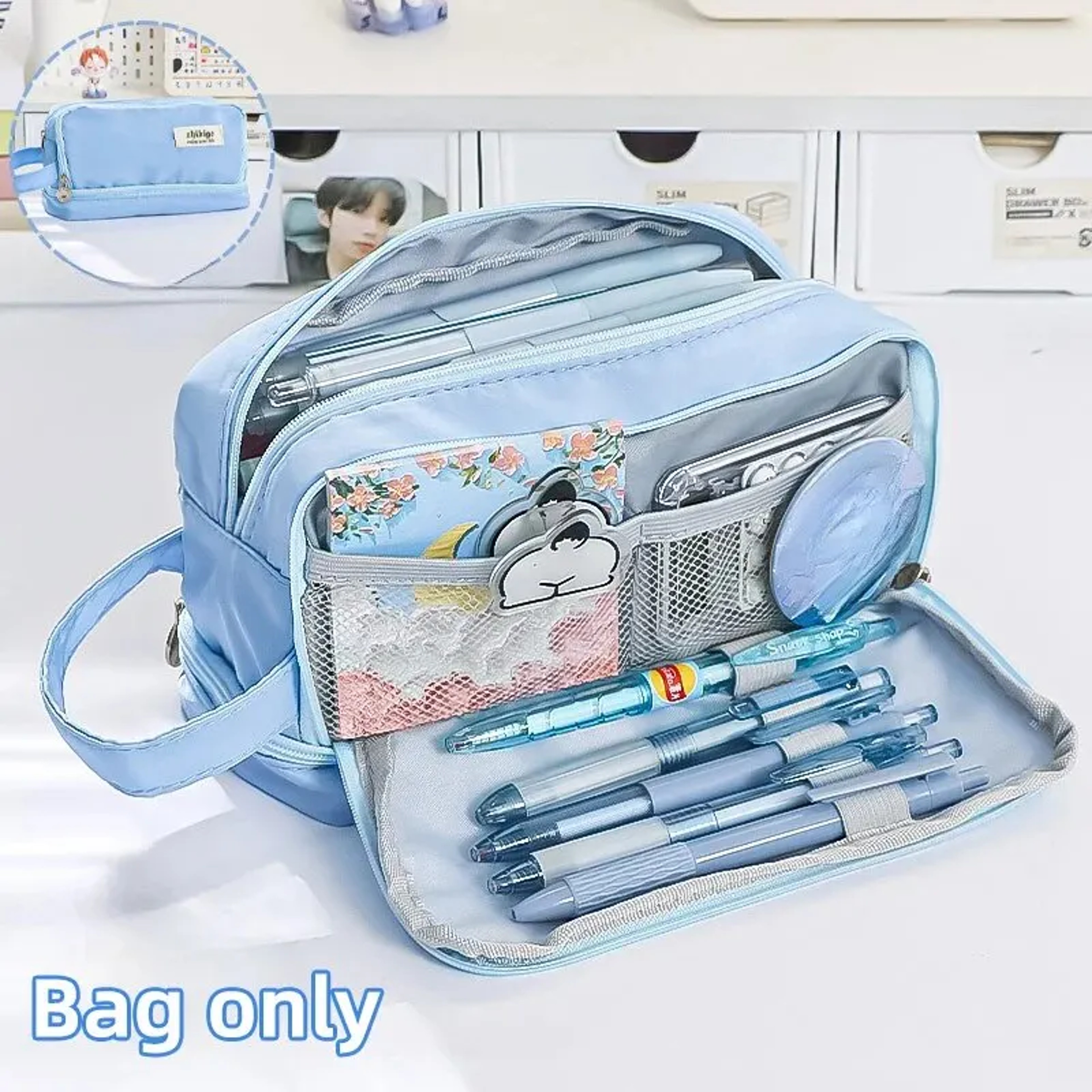 Cute Large Capacity Pencil Case For School Students Multi Functional Pen Storage Bag 9