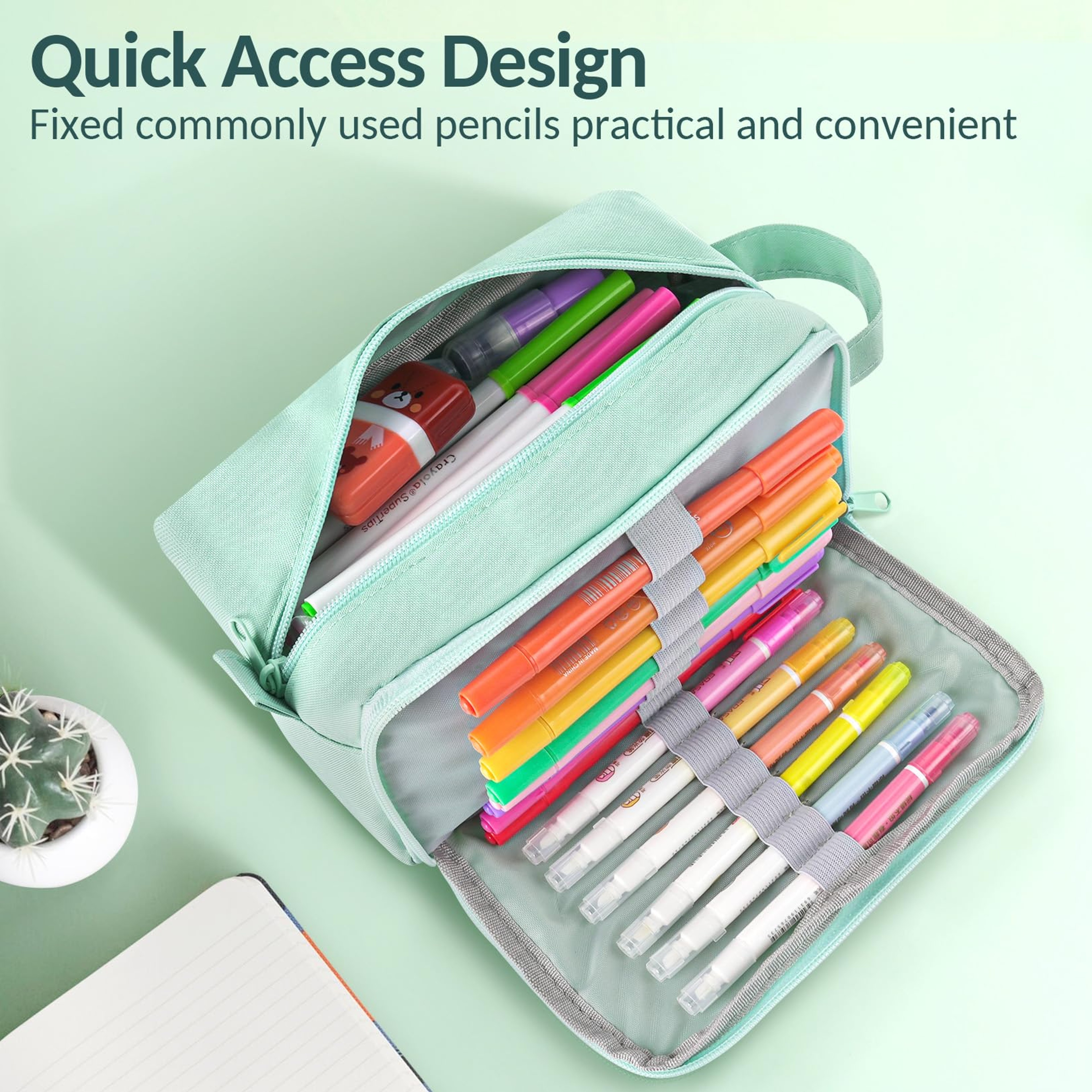 Large Capacity Pencil Case Organizer Pouch With Multiple Compartments For School Office Art Supplie 5