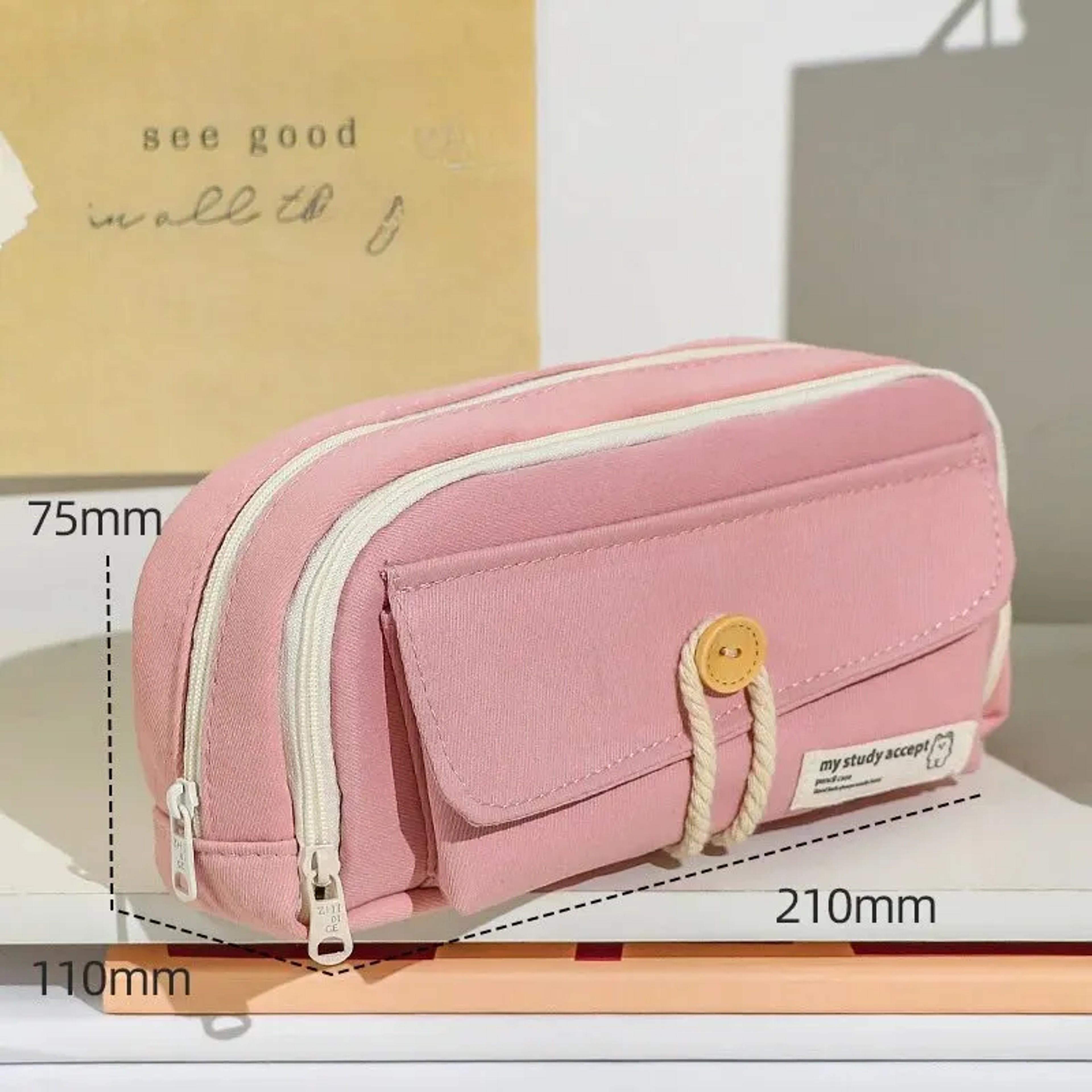 Cute Canvas Pencil Case Large Capacity Organizer For Students Travel And Cosmetics 9