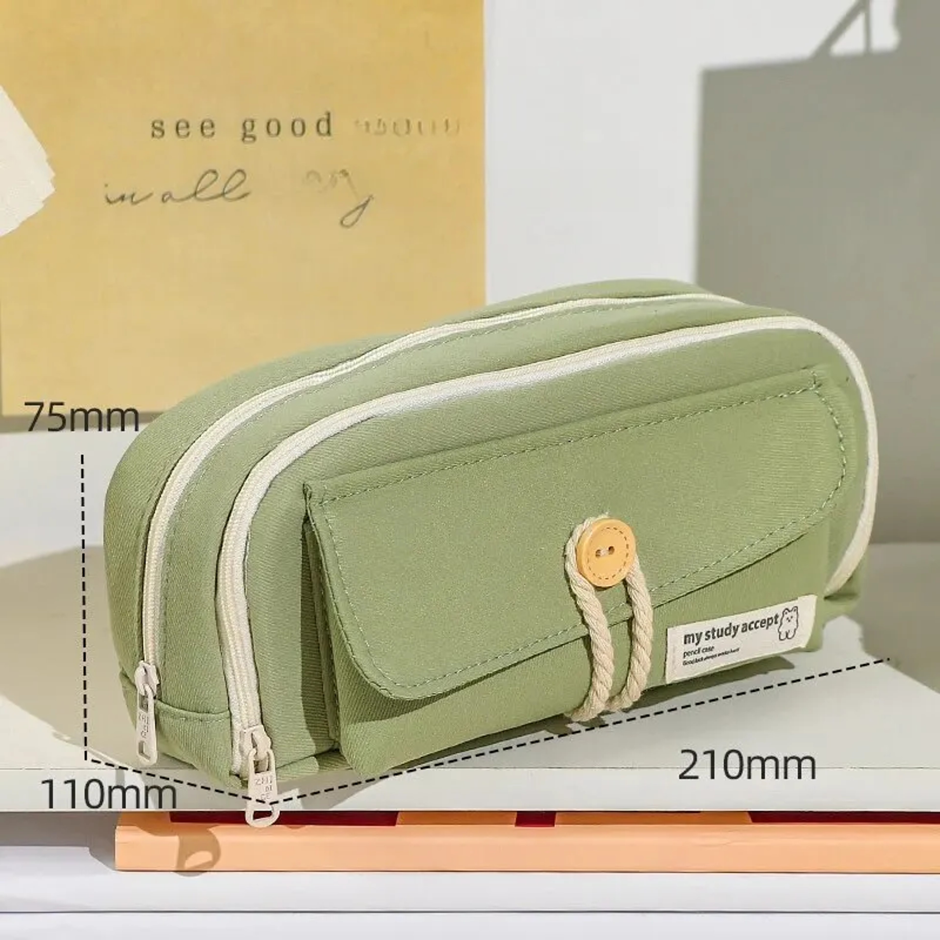 Cute Canvas Pencil Case Large Capacity Organizer For Students Travel And Cosmetics 7