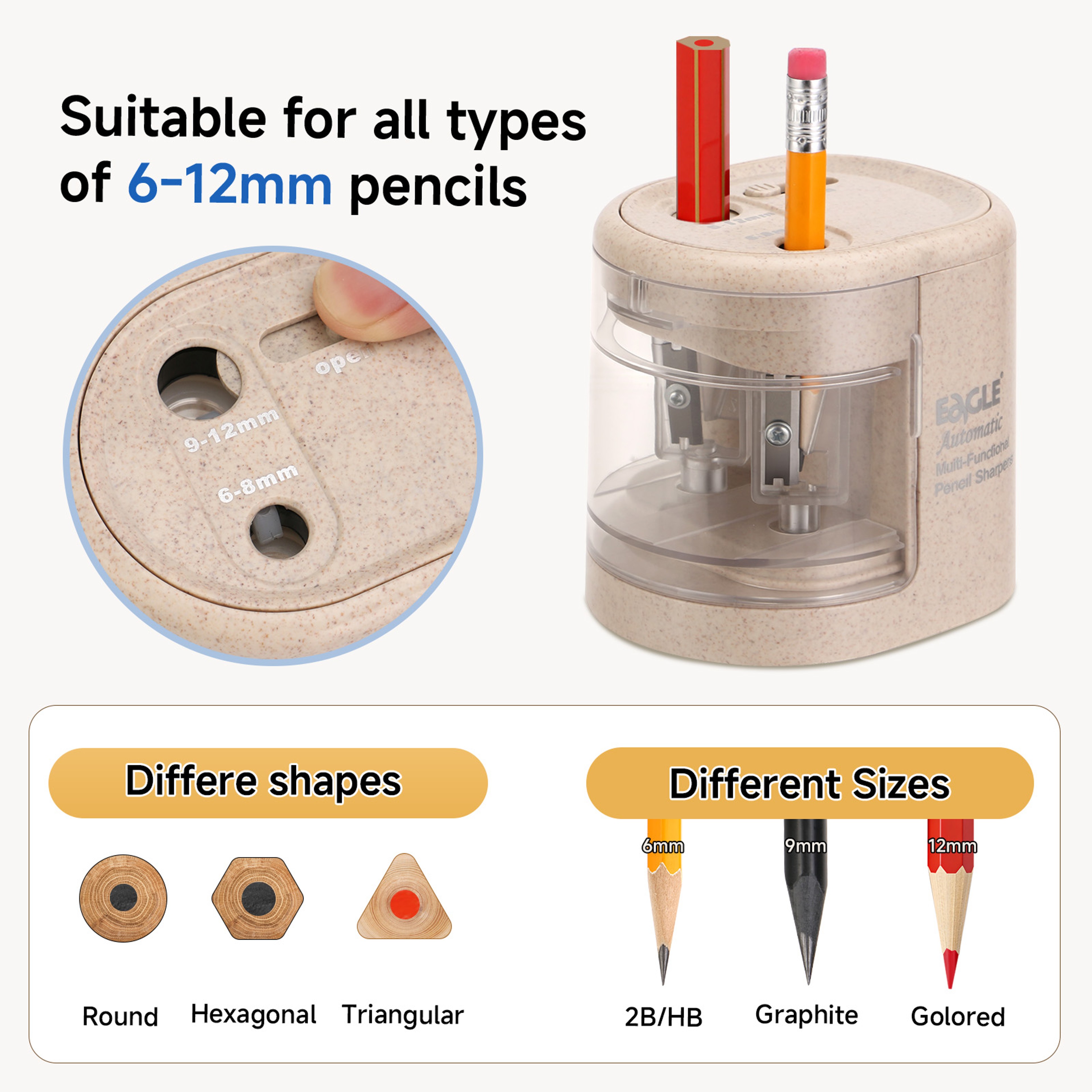 Automatic Electric Pencil Sharpener Fast Sharpening Machine For School Office Art Supplies 2