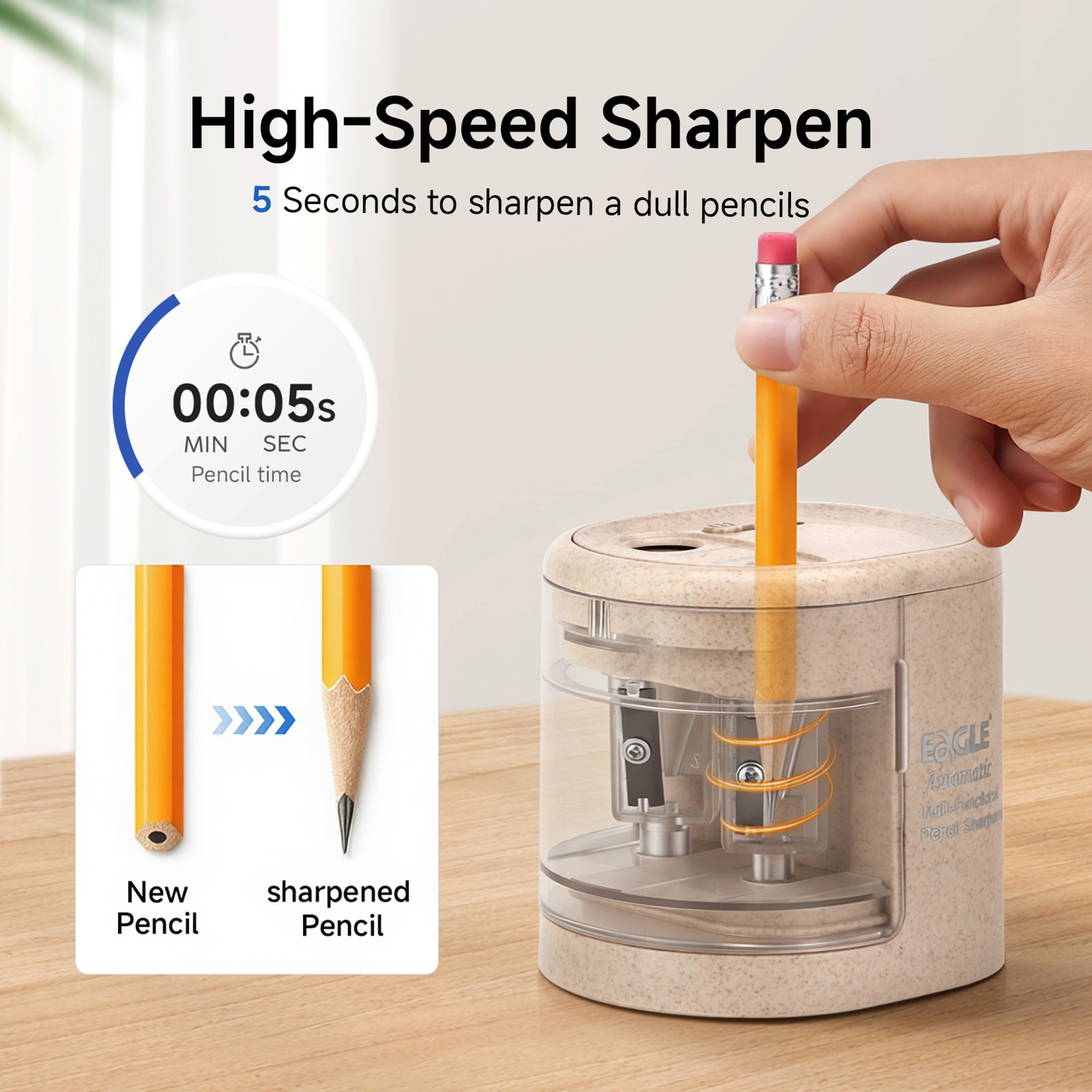 Automatic Electric Pencil Sharpener Fast Sharpening Machine For School Office Art Supplies 3