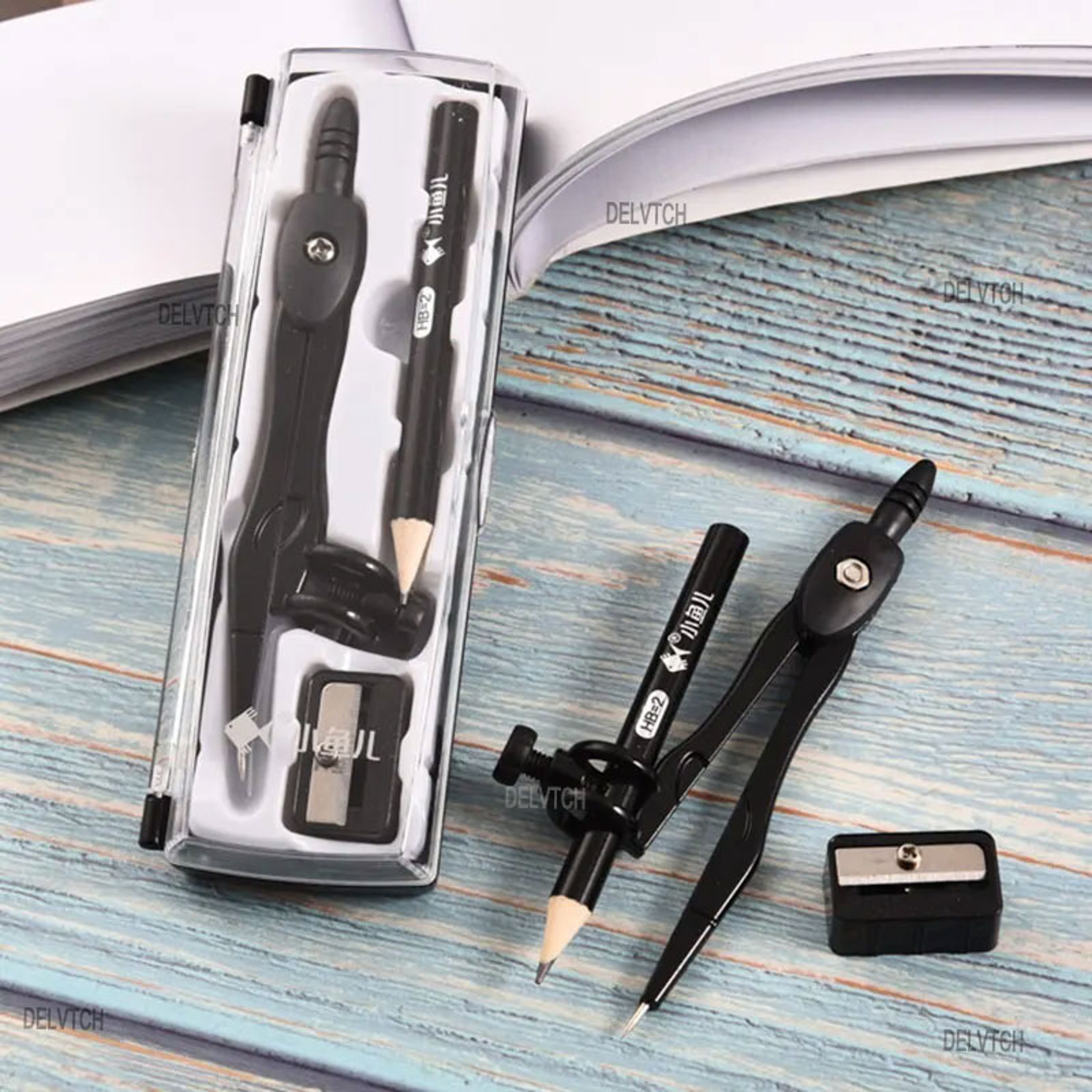 Adjustable Metal Compass Set with Pencil Sharpener for School Drawing and Drafting – view 7