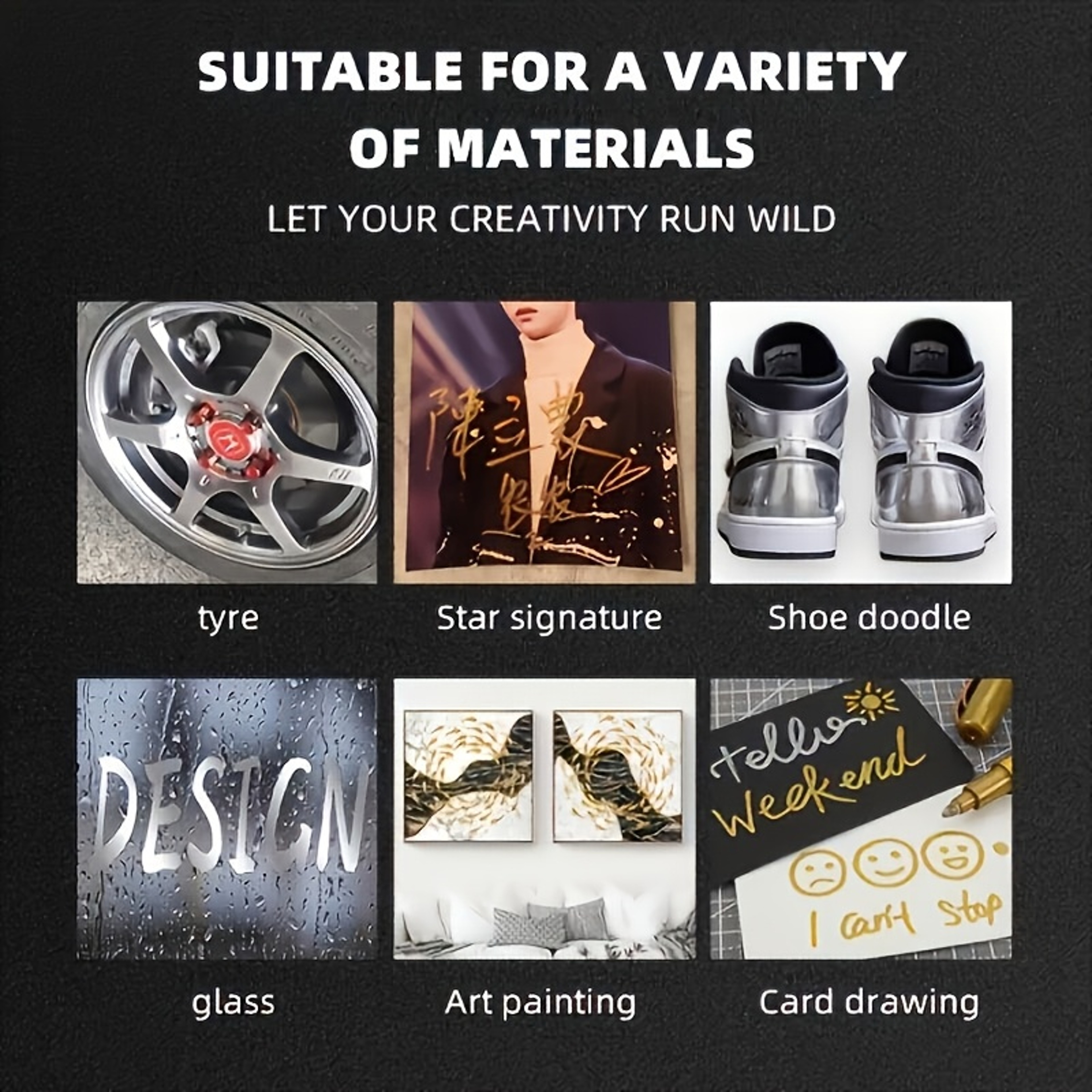 Golden Silver Waterproof Permanent Marker Pens Set for DIY Crafts Resin Art and Office Use – view 6