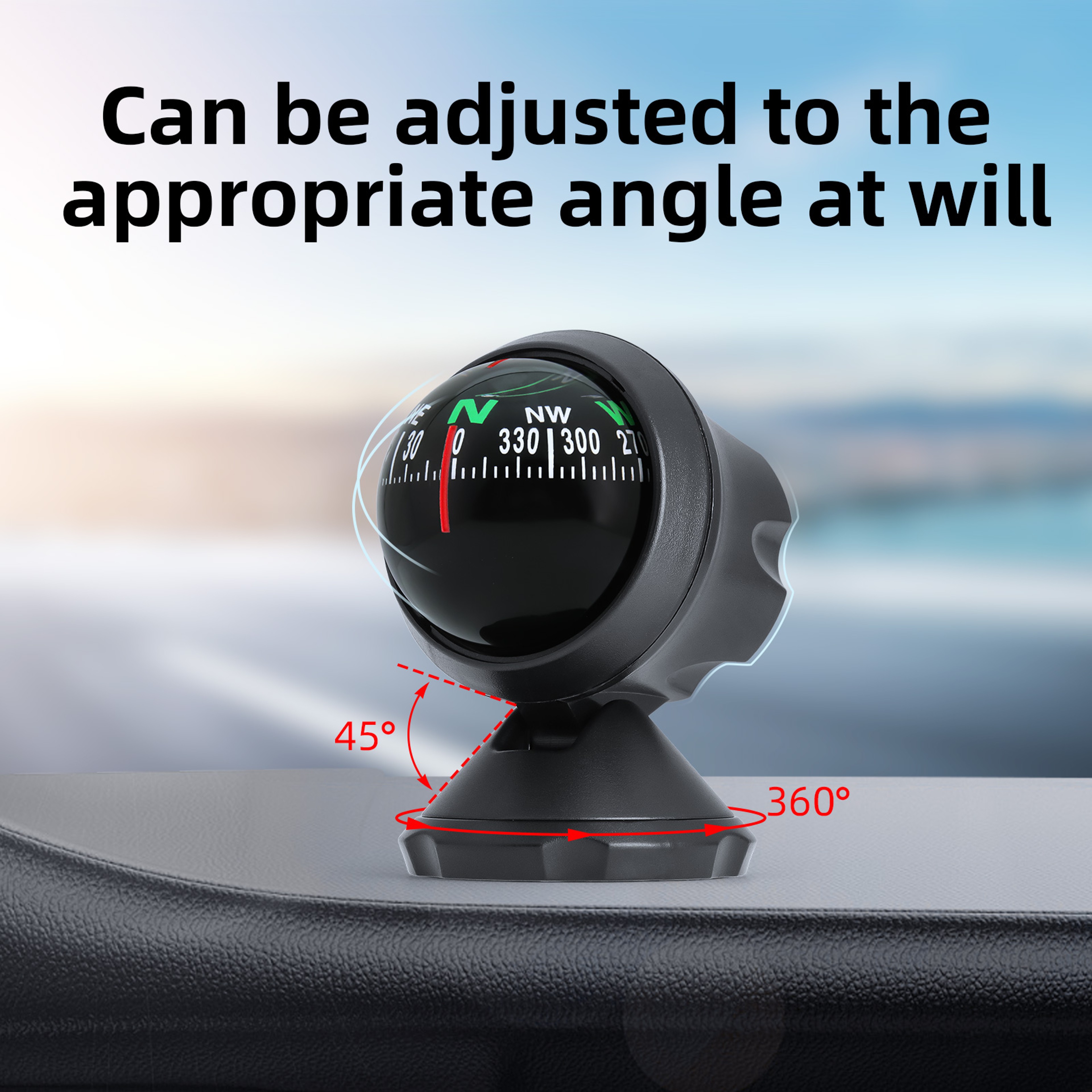 Precision Dash Mount Compass Adjustable Navigation Ball Compass for Car and Marine Boat – view 1