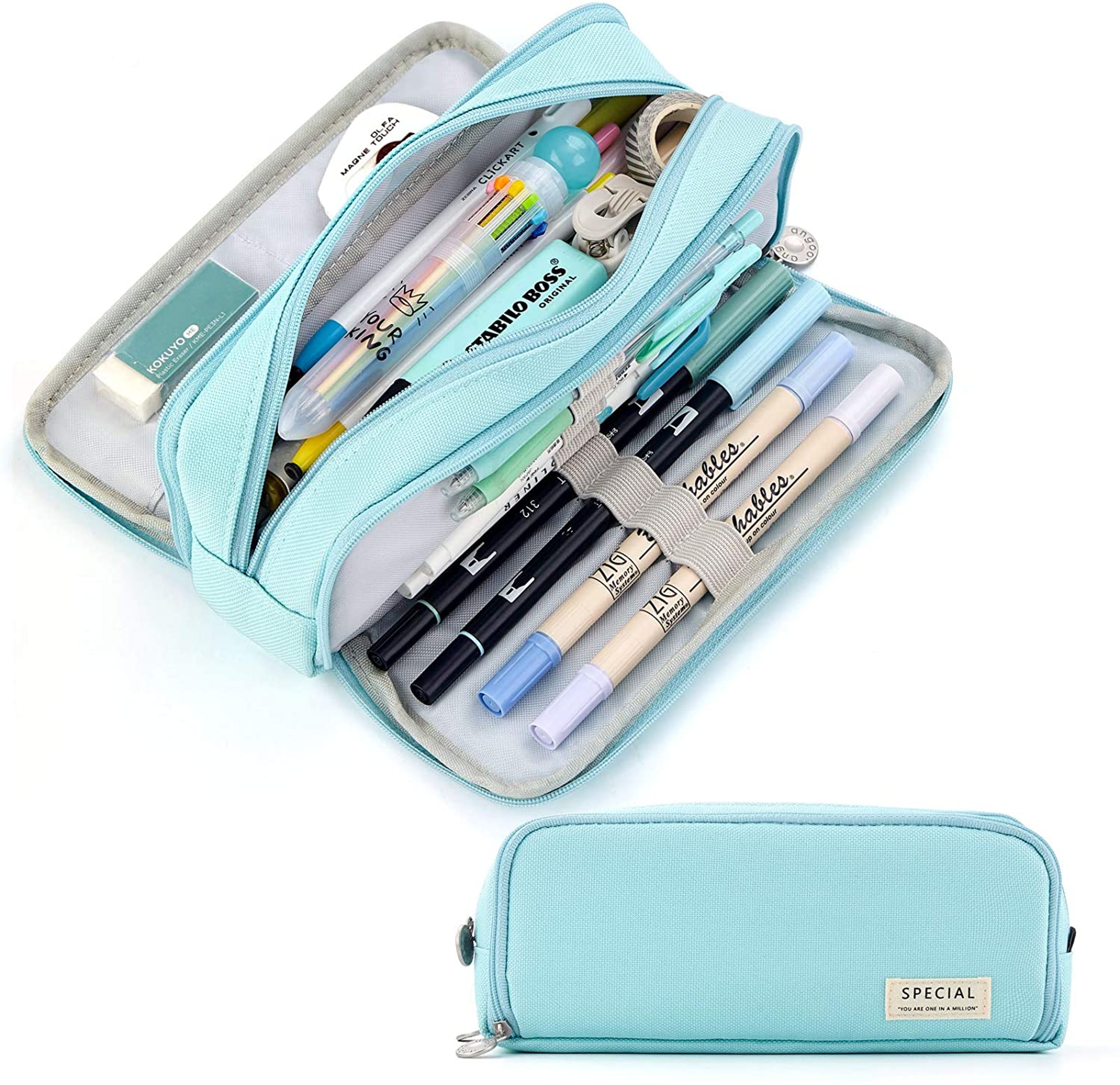 Cute Large Capacity Pencil Case Compartment Aesthetic Stationery Organizer 7