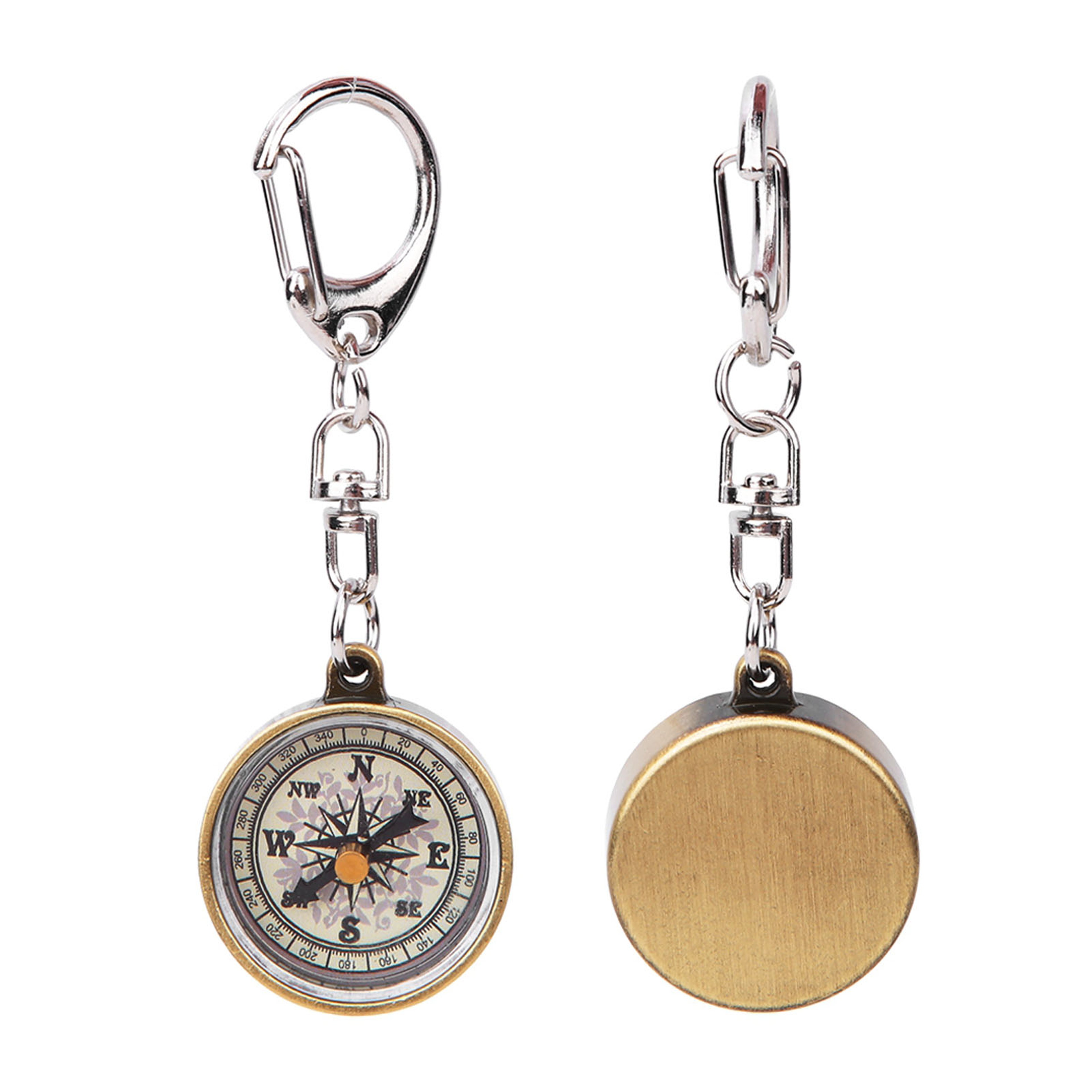 Vintage Pocket Compass Keychain Brass Outdoor Navigation Tool – view 4
