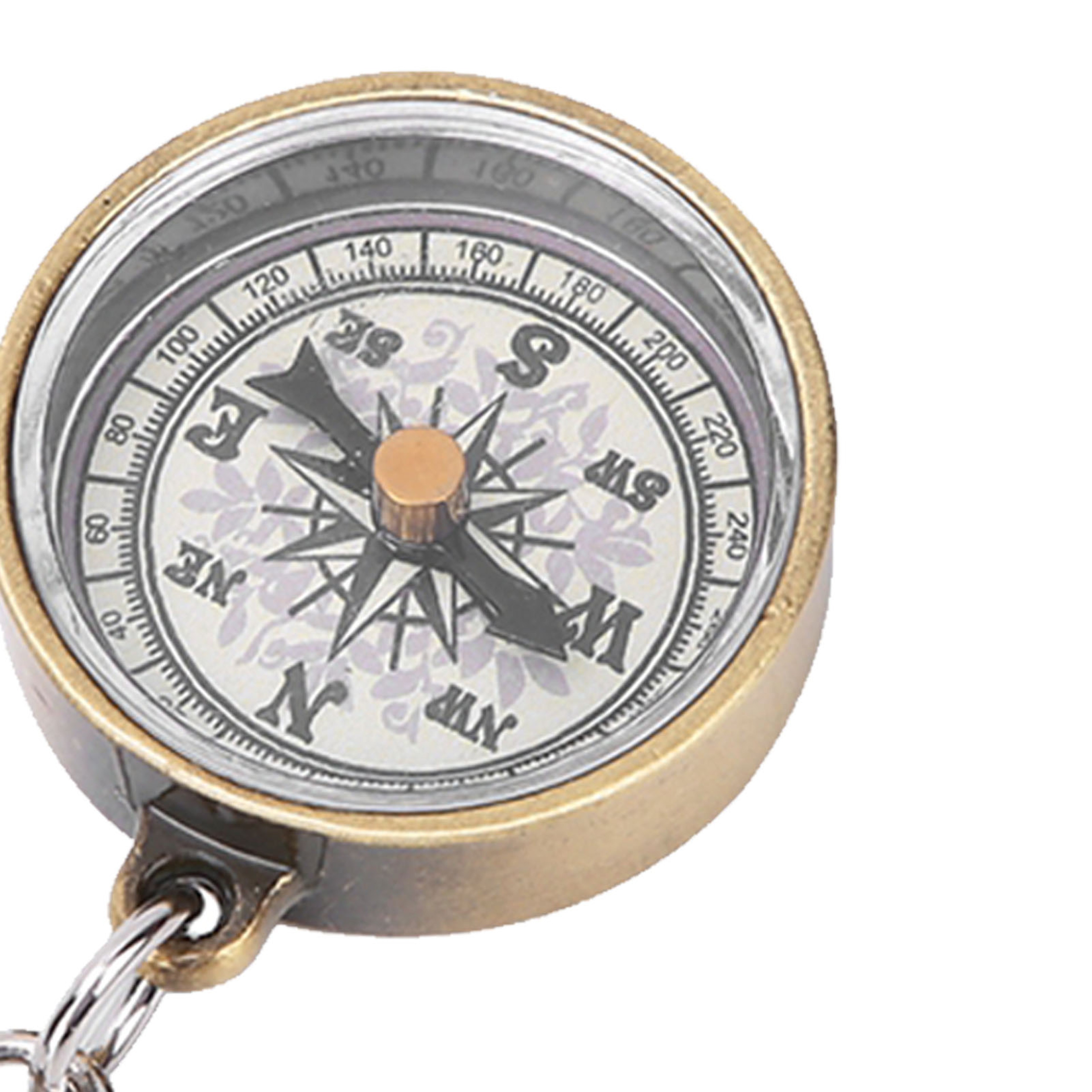 Vintage Pocket Compass Keychain Brass Outdoor Navigation Tool – view 6