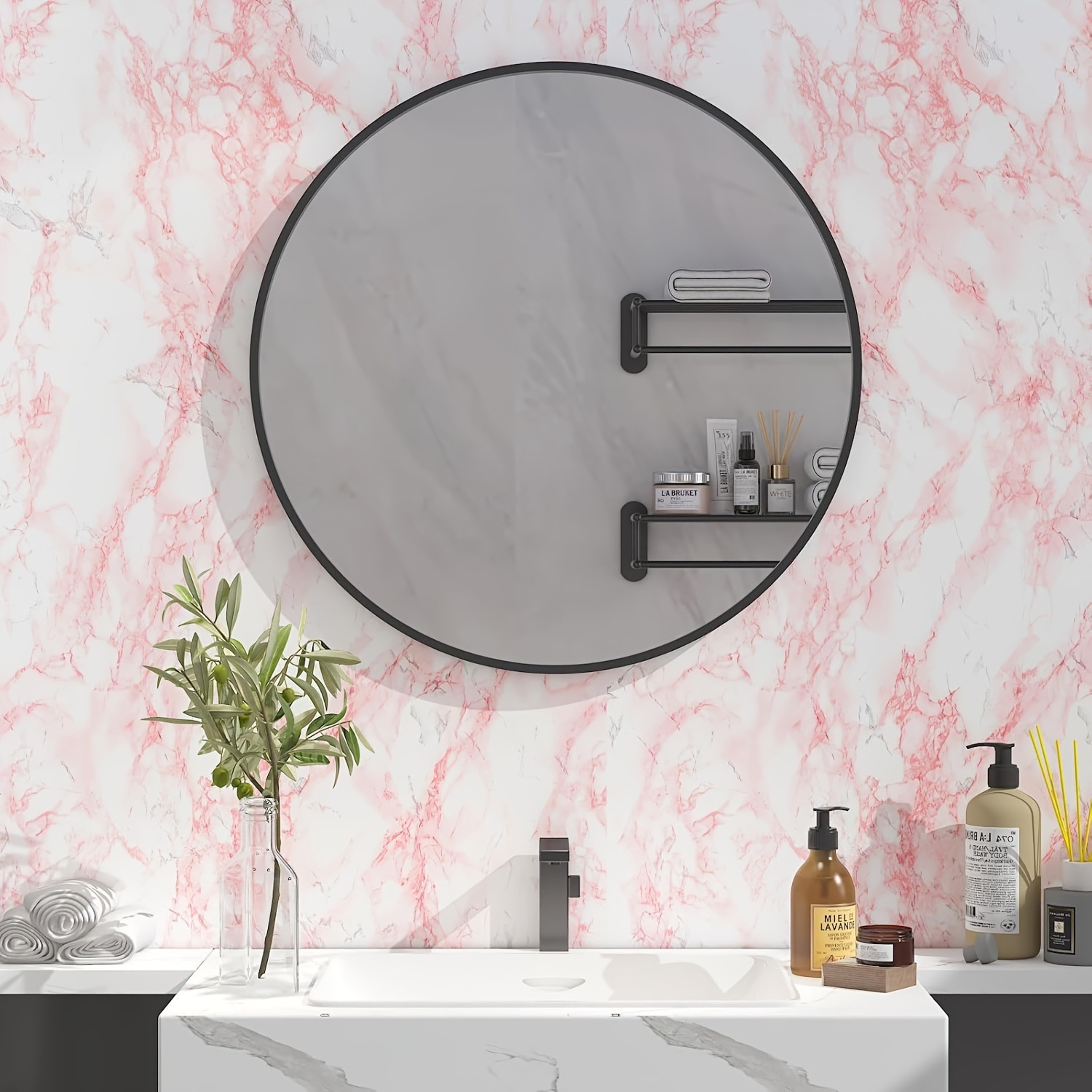 Pink Marble Contact Paper Waterproof Self Adhesive Wallpaper for Desk Furniture Decoration – view 2