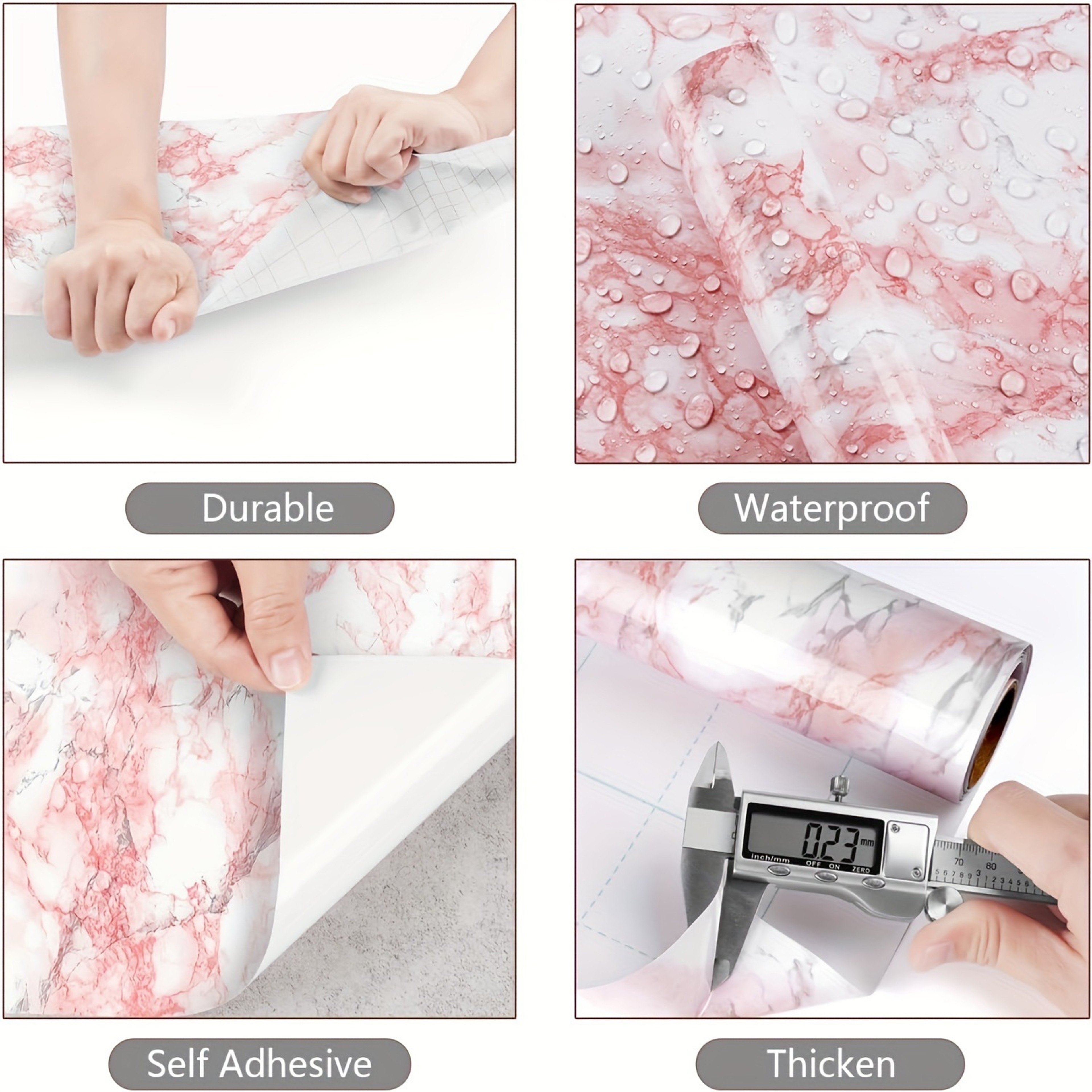 Pink Marble Contact Paper Waterproof Self Adhesive Wallpaper for Desk Furniture Decoration – view 5