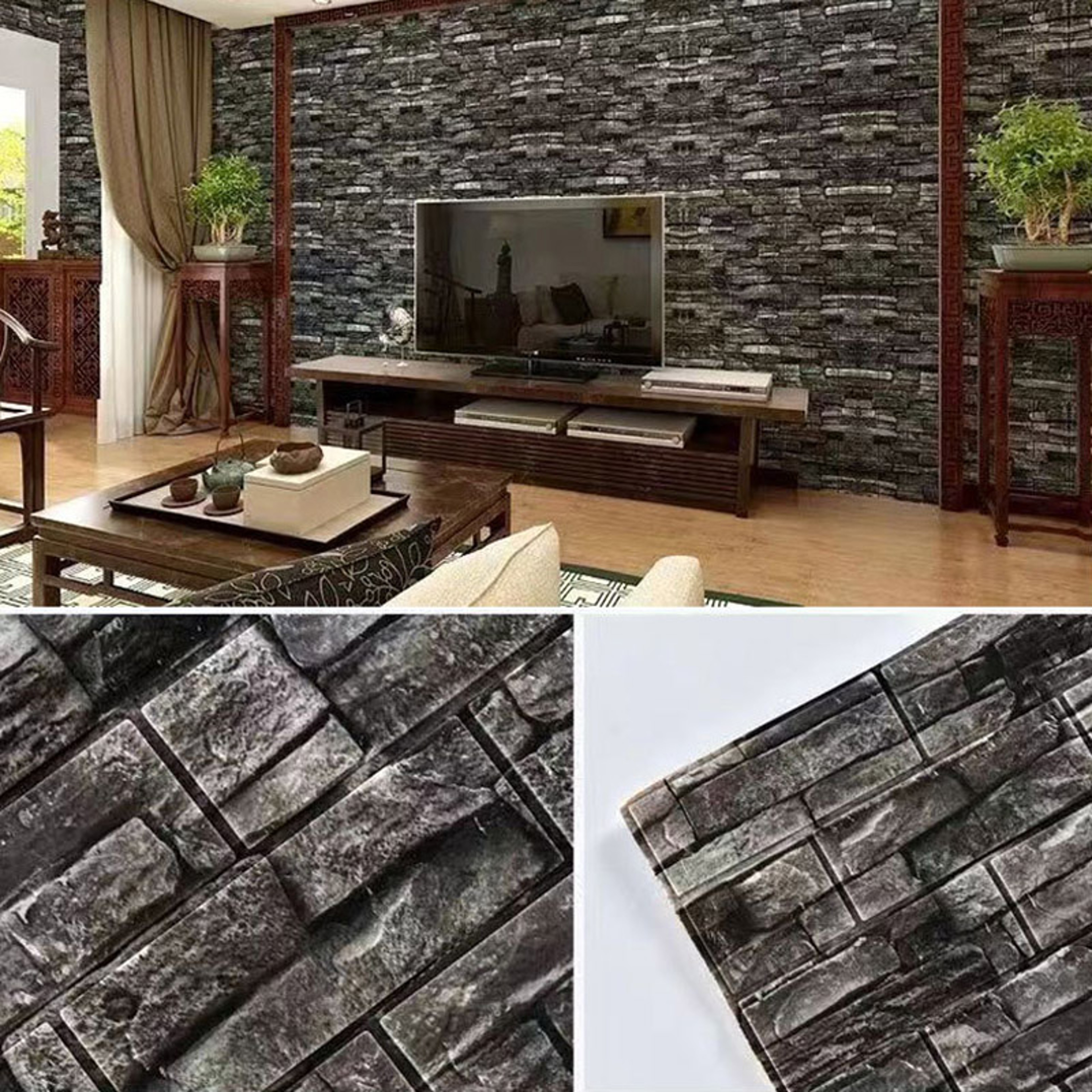 Self Adhesive Wall Panels Waterproof XPE Foam Wallpaper Home Decor 4