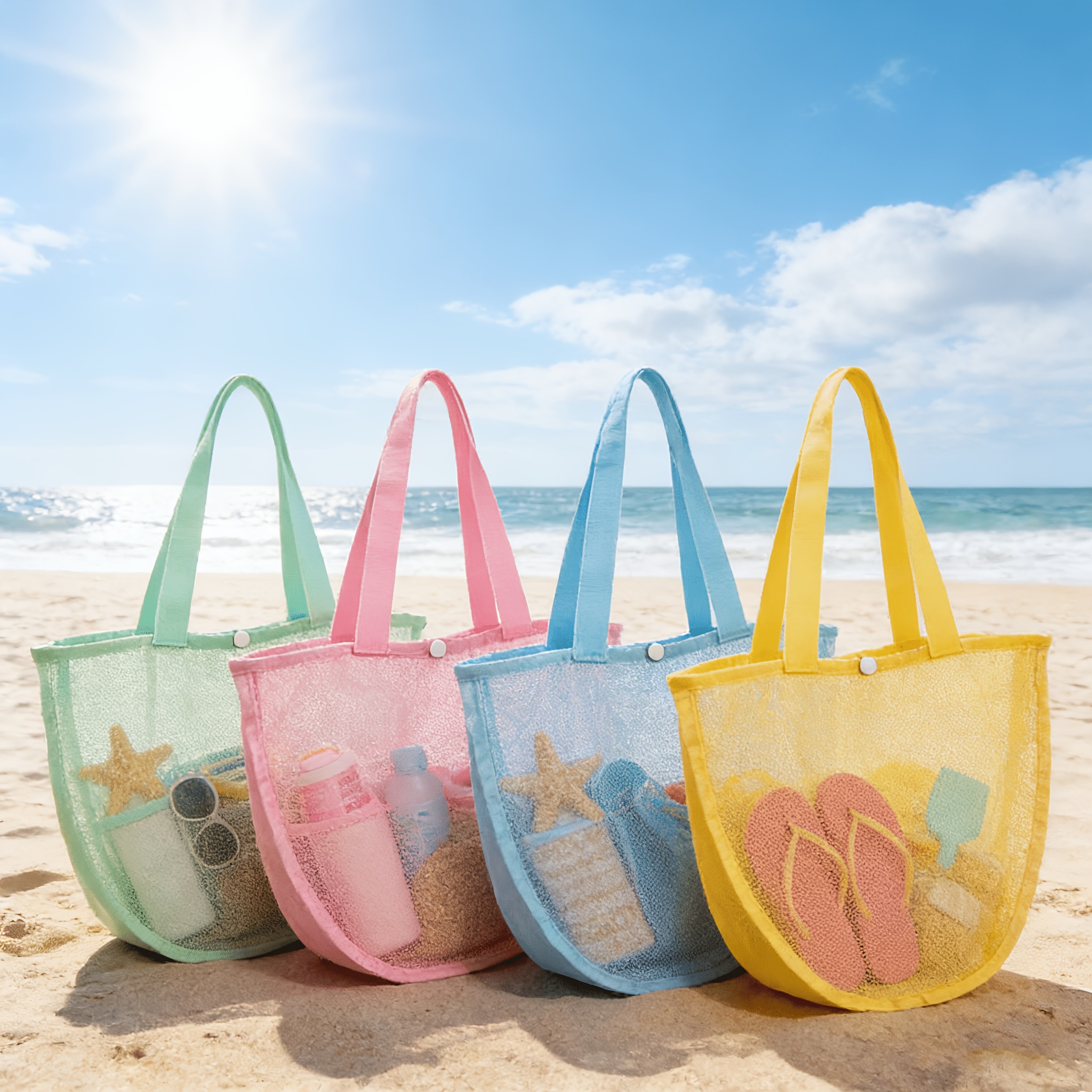 Personalized Shell Mesh Bag Beach Tote For Seashell Collection And Coastal Adventures 1