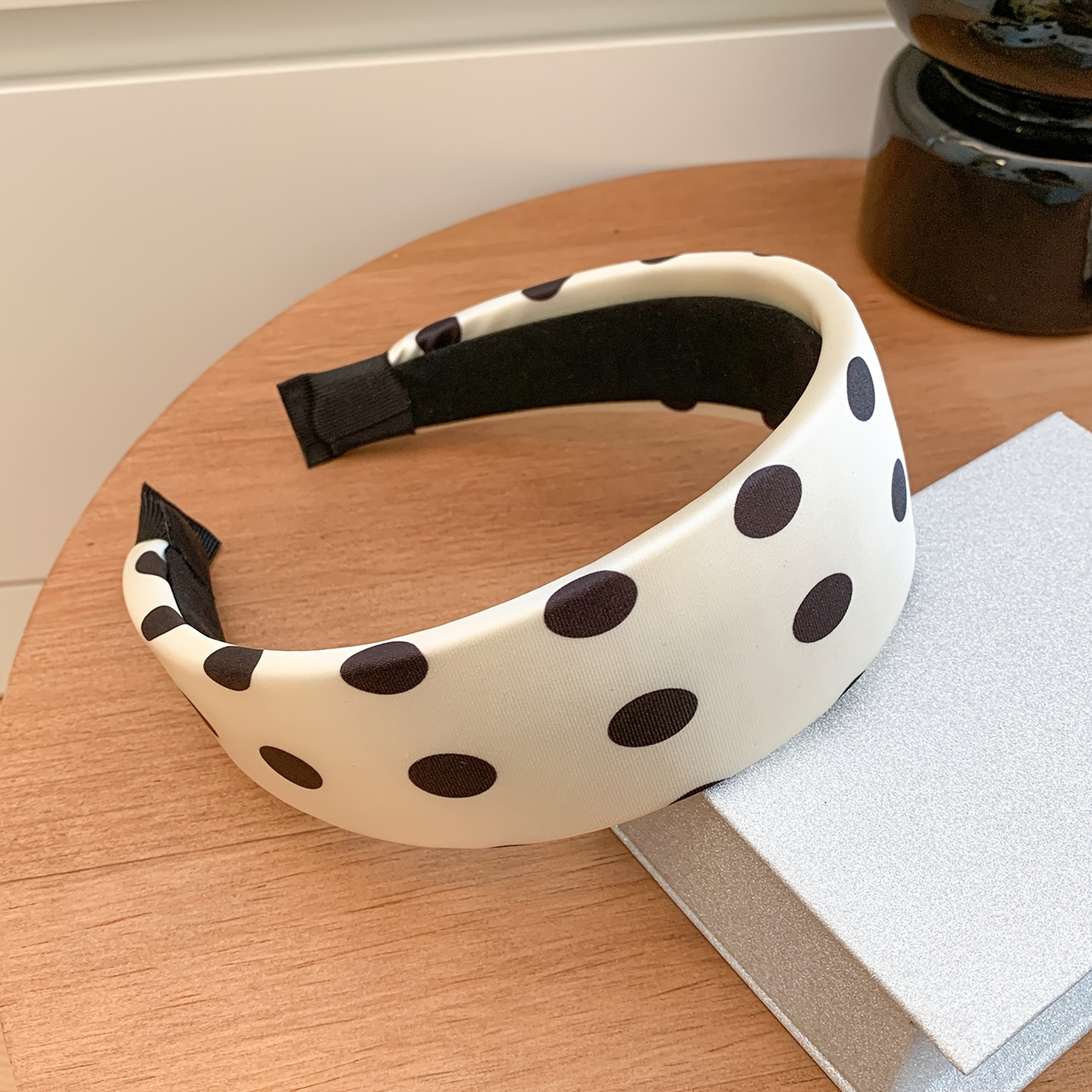 Black White Satin Hairband for Women Elegant Fabric Headband Fashion Hair Accessory – view 5