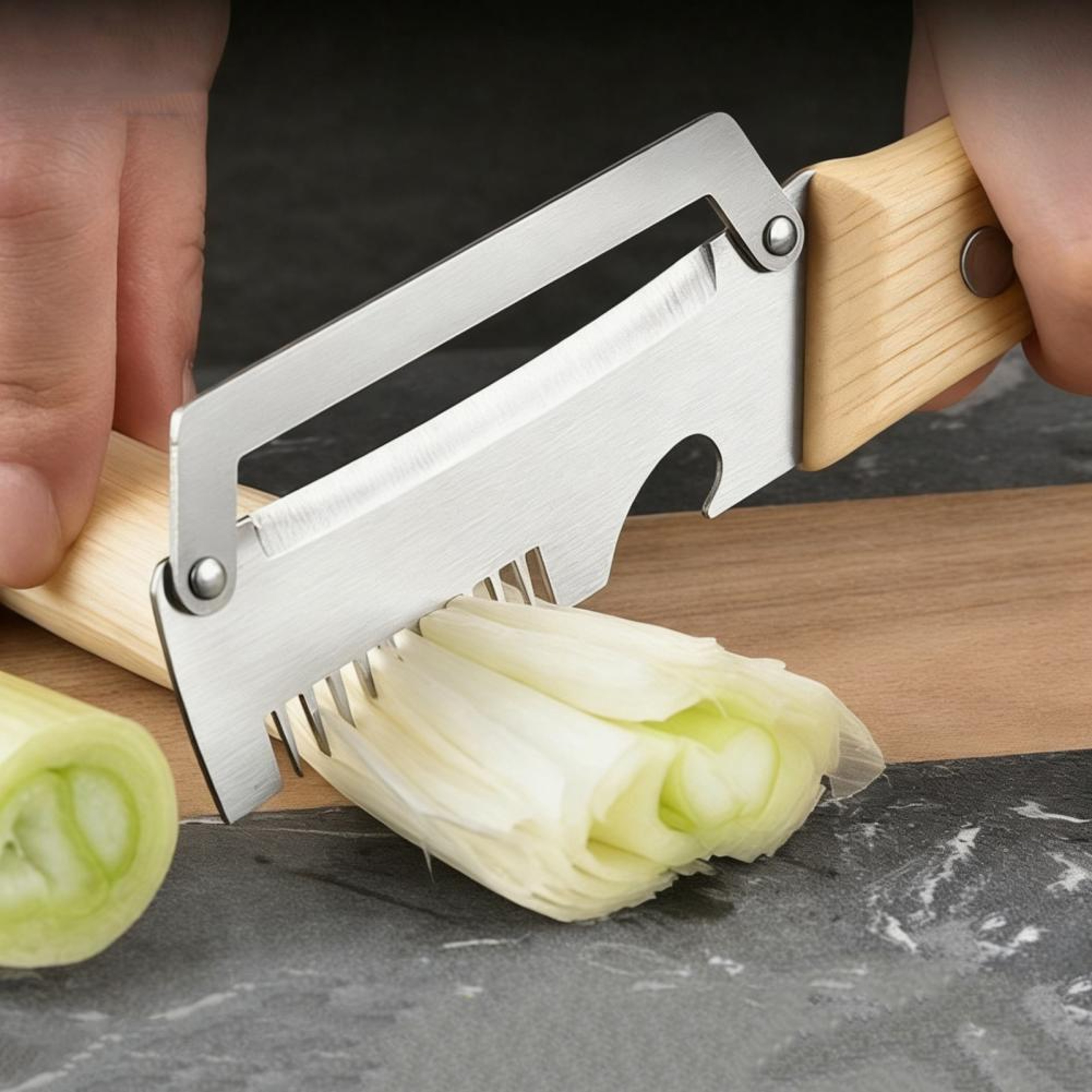 Stainless Steel Paring Knife And Vegetable Peeler With Wooden Handle 3