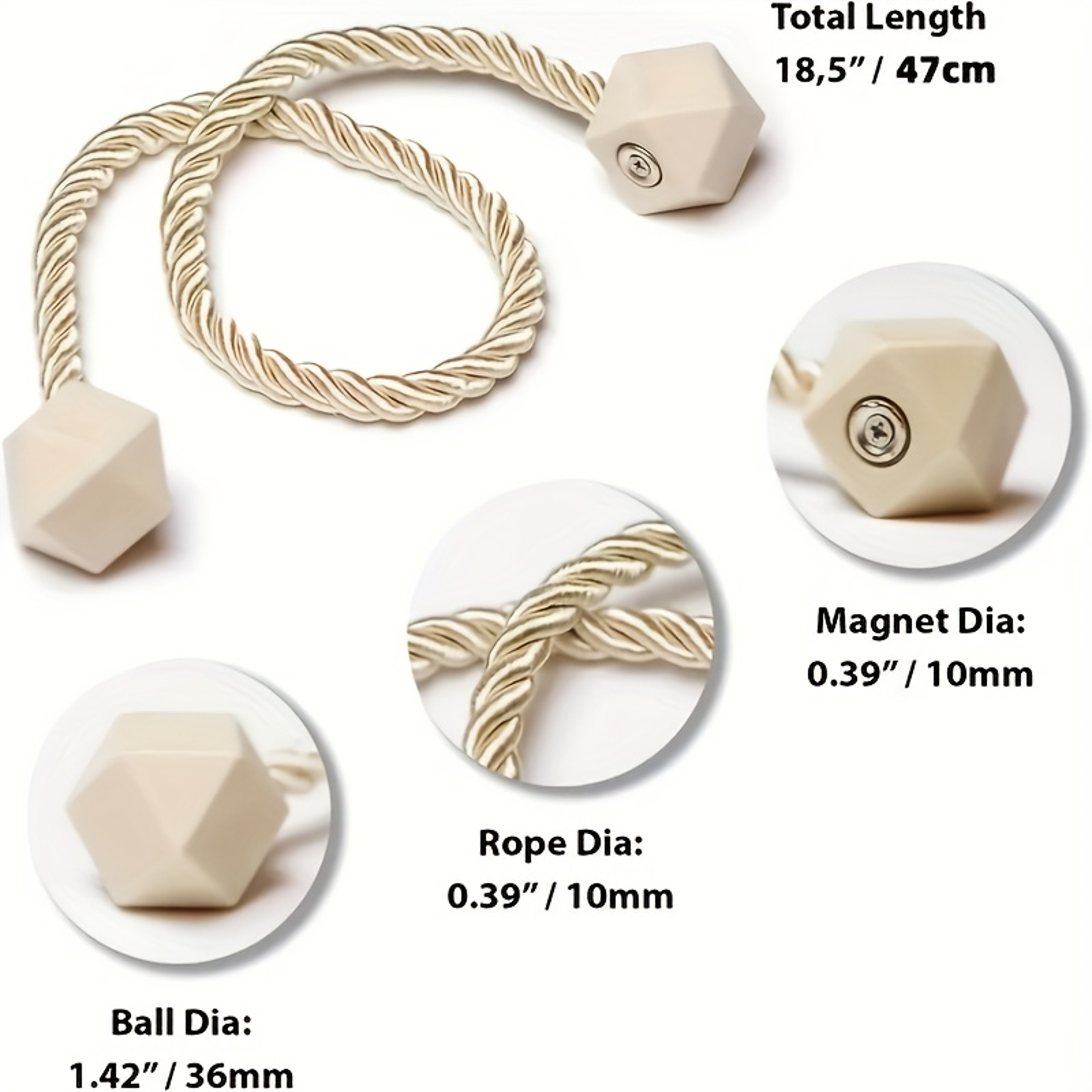 Magnetic Curtain Tiebacks No Drill Drapery Holdbacks With Stylish Twine Loop 3