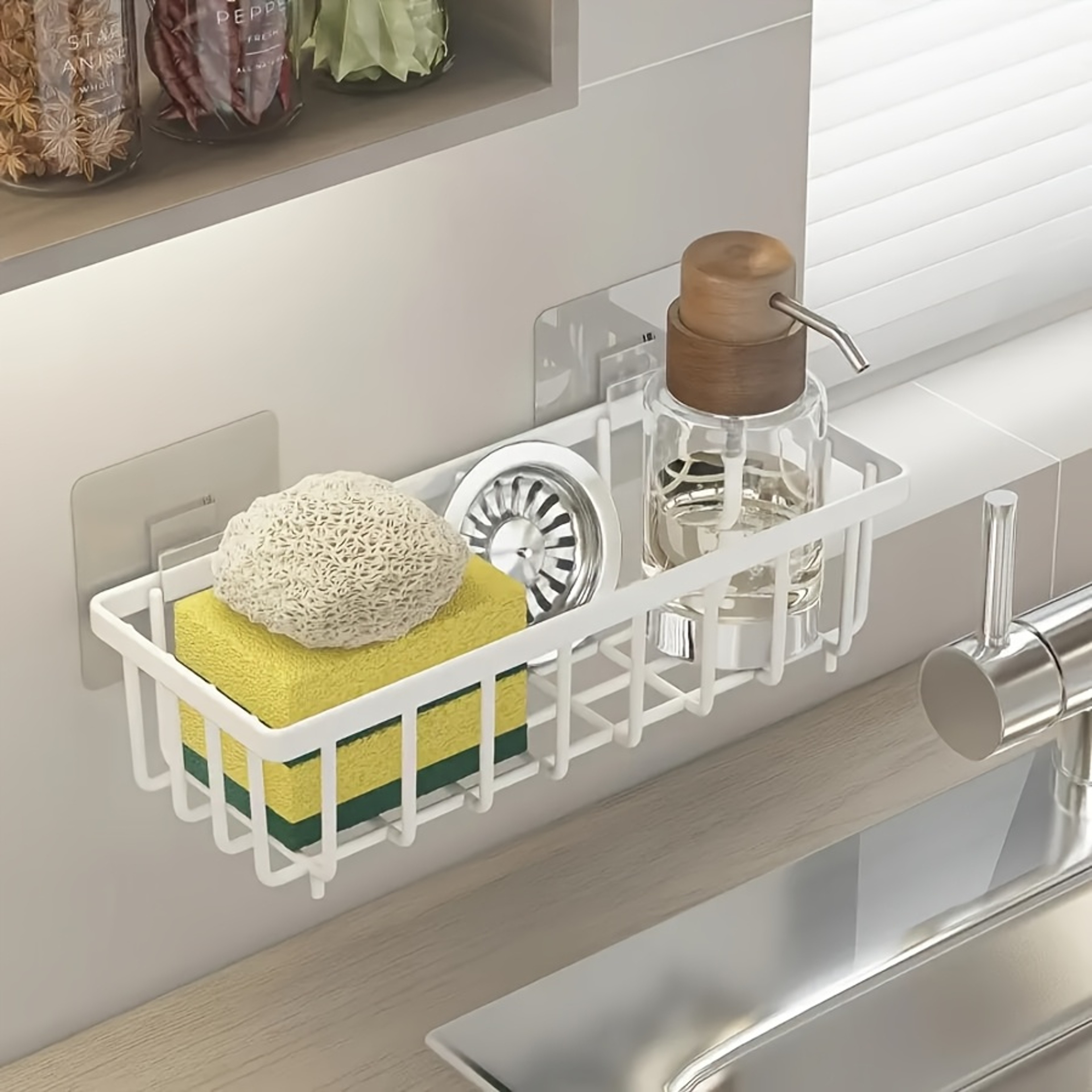Kitchen Sink Organizer No Drill Sponge Holder Rack for Countertop Storage – view 1
