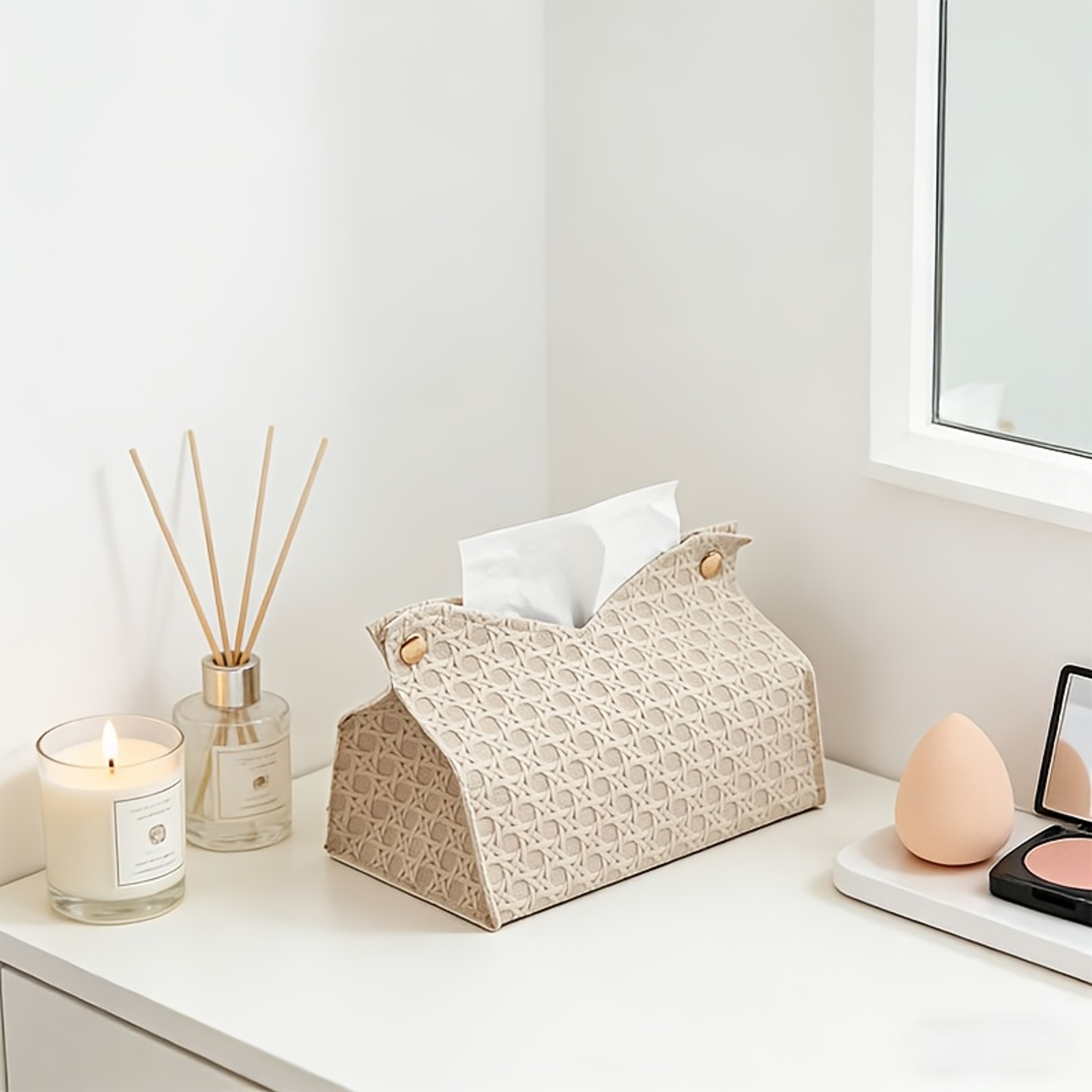 Woven Tissue Storage Box Decorative Organizer for Home Office Stylish Tissue Holder – view 2