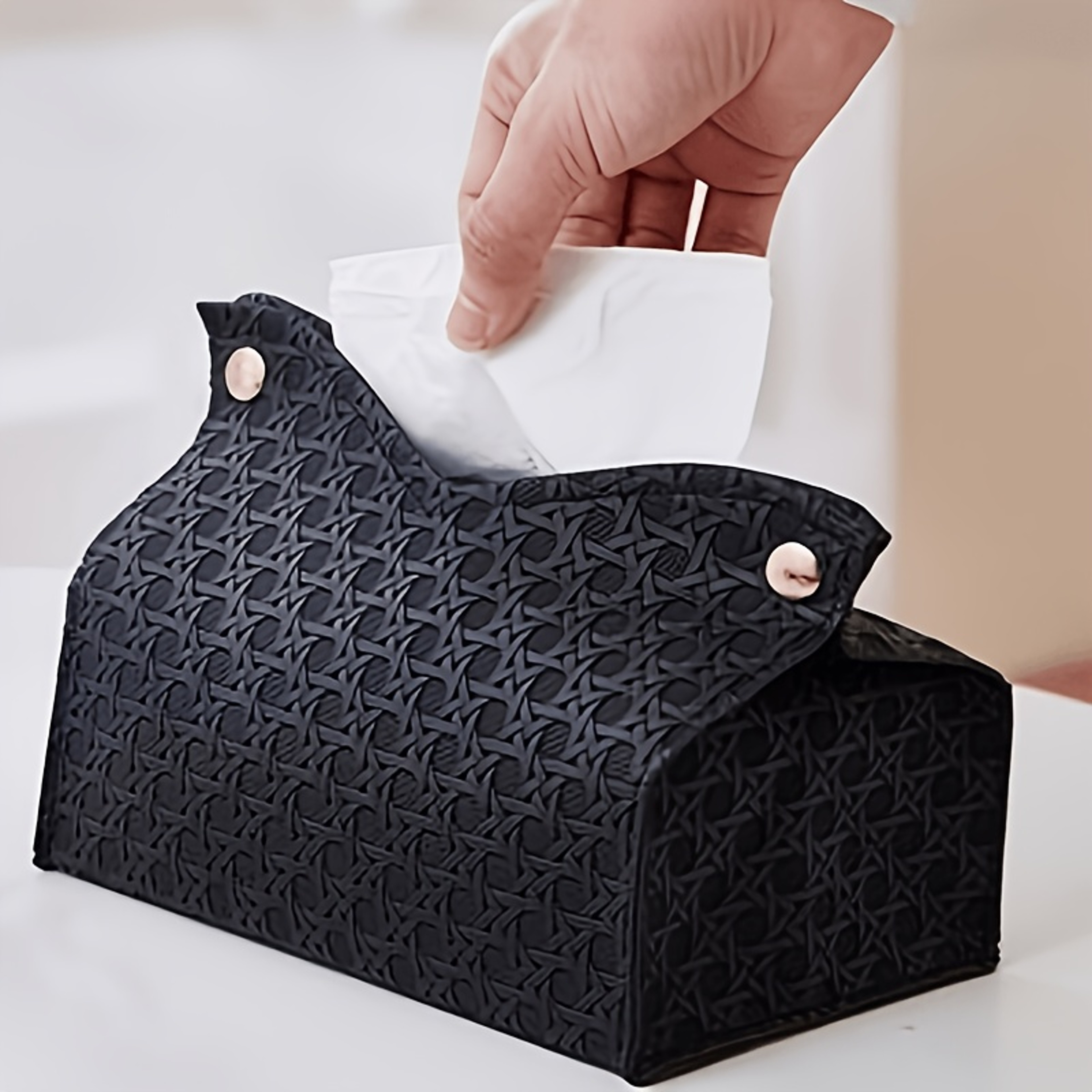 Woven Tissue Storage Box Decorative Organizer for Home Office Stylish Tissue Holder – view 7