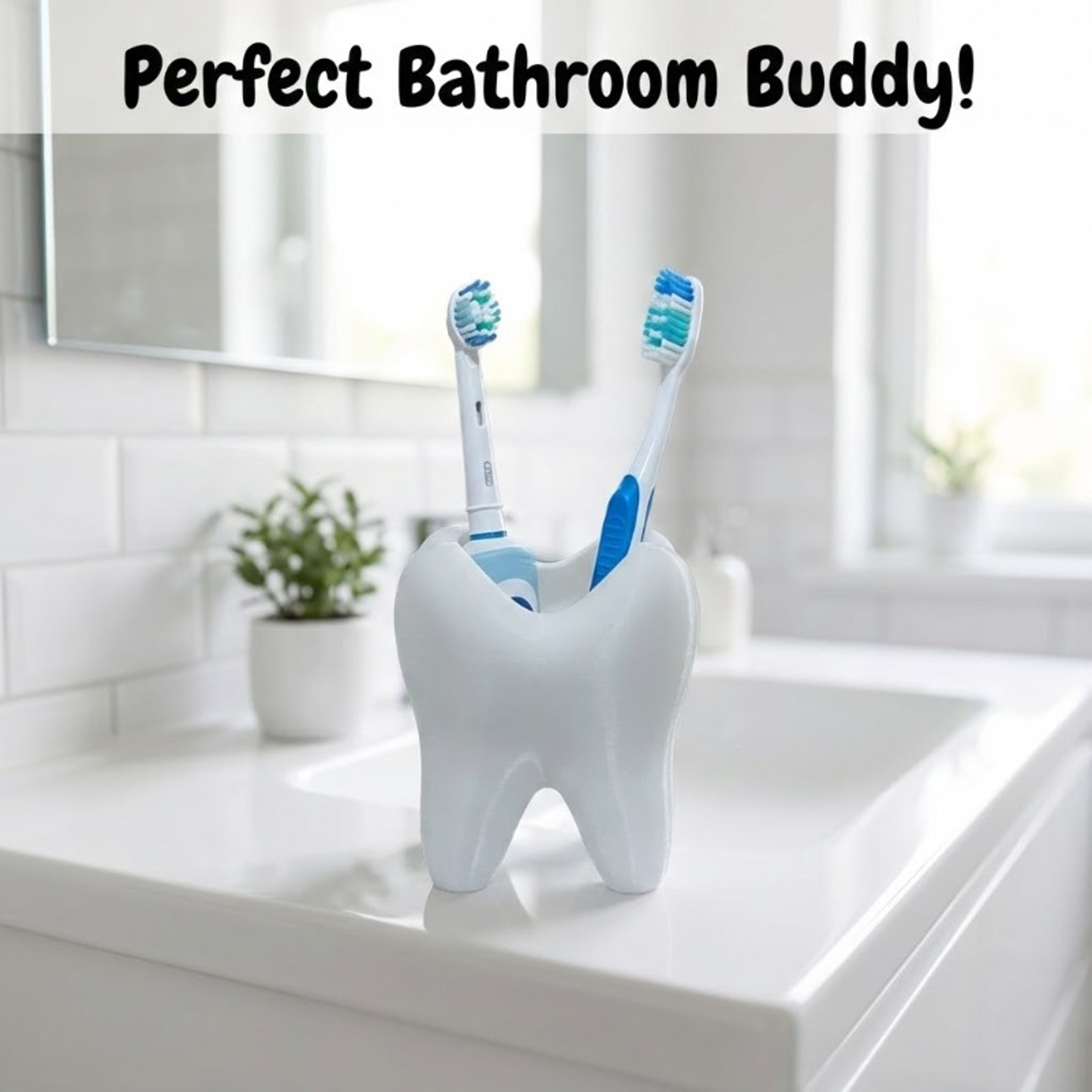 Tooth Shaped Organizer Holder For Toothbrush Makeup And Desk Storage 1