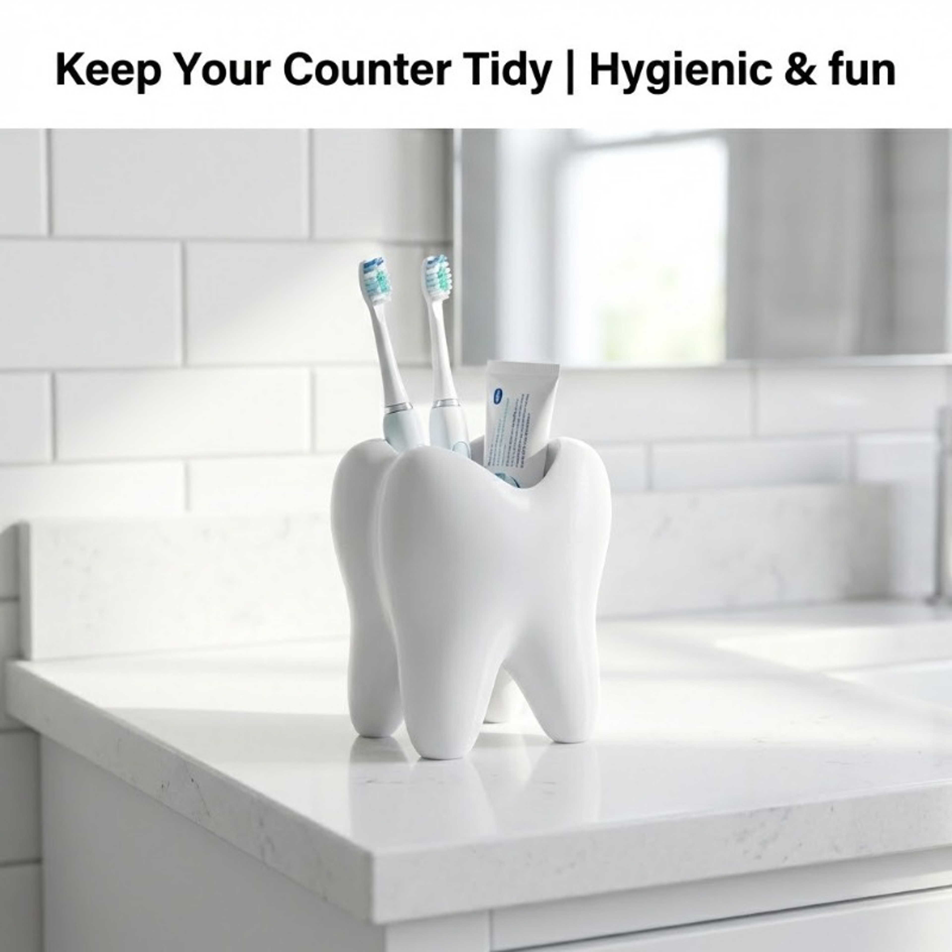 Tooth Shaped Organizer Holder For Toothbrush Makeup And Desk Storage 2