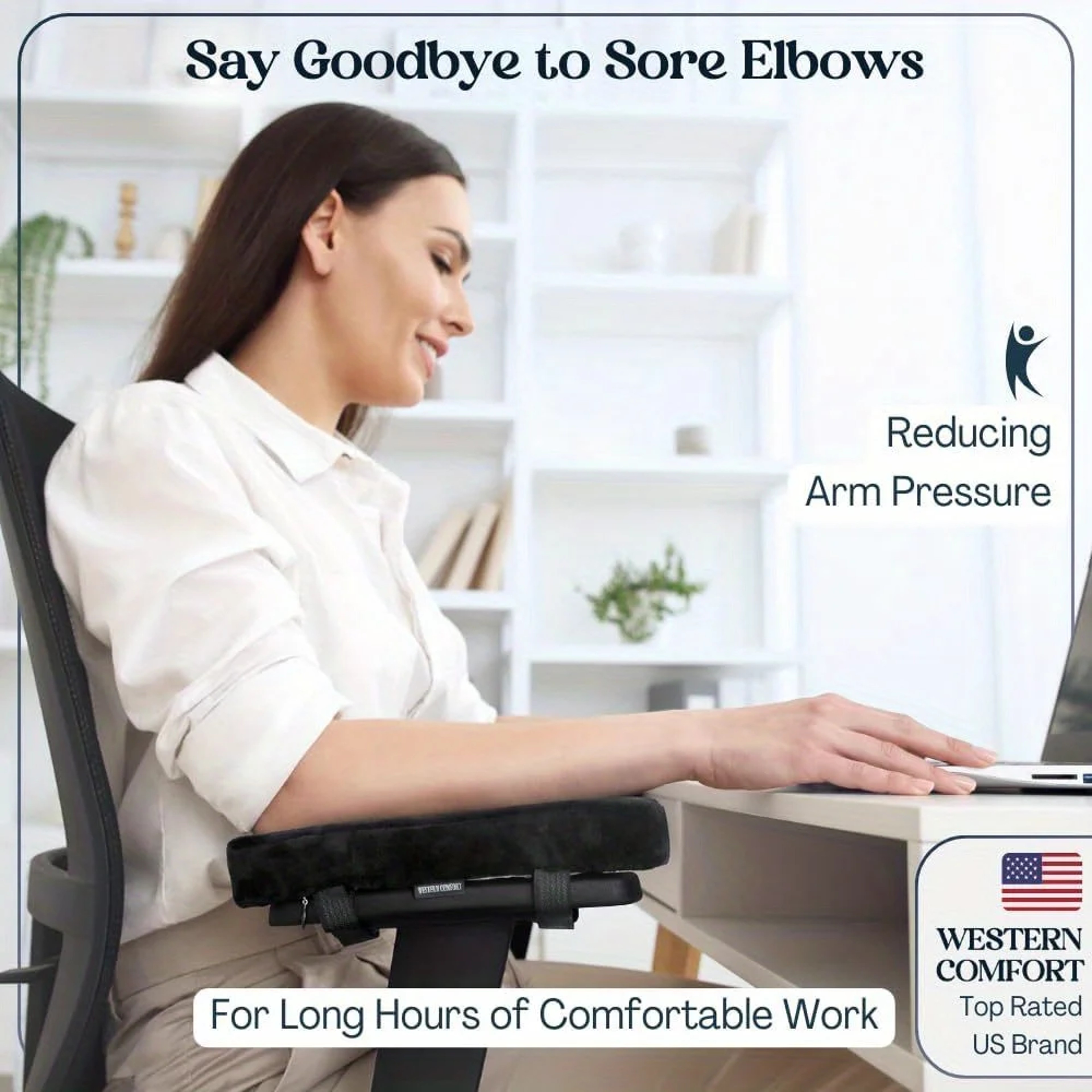 Memory Foam Office Chair Armrest Pads Ergonomic Elbow Support Cushion for Desk Chairs – view 2