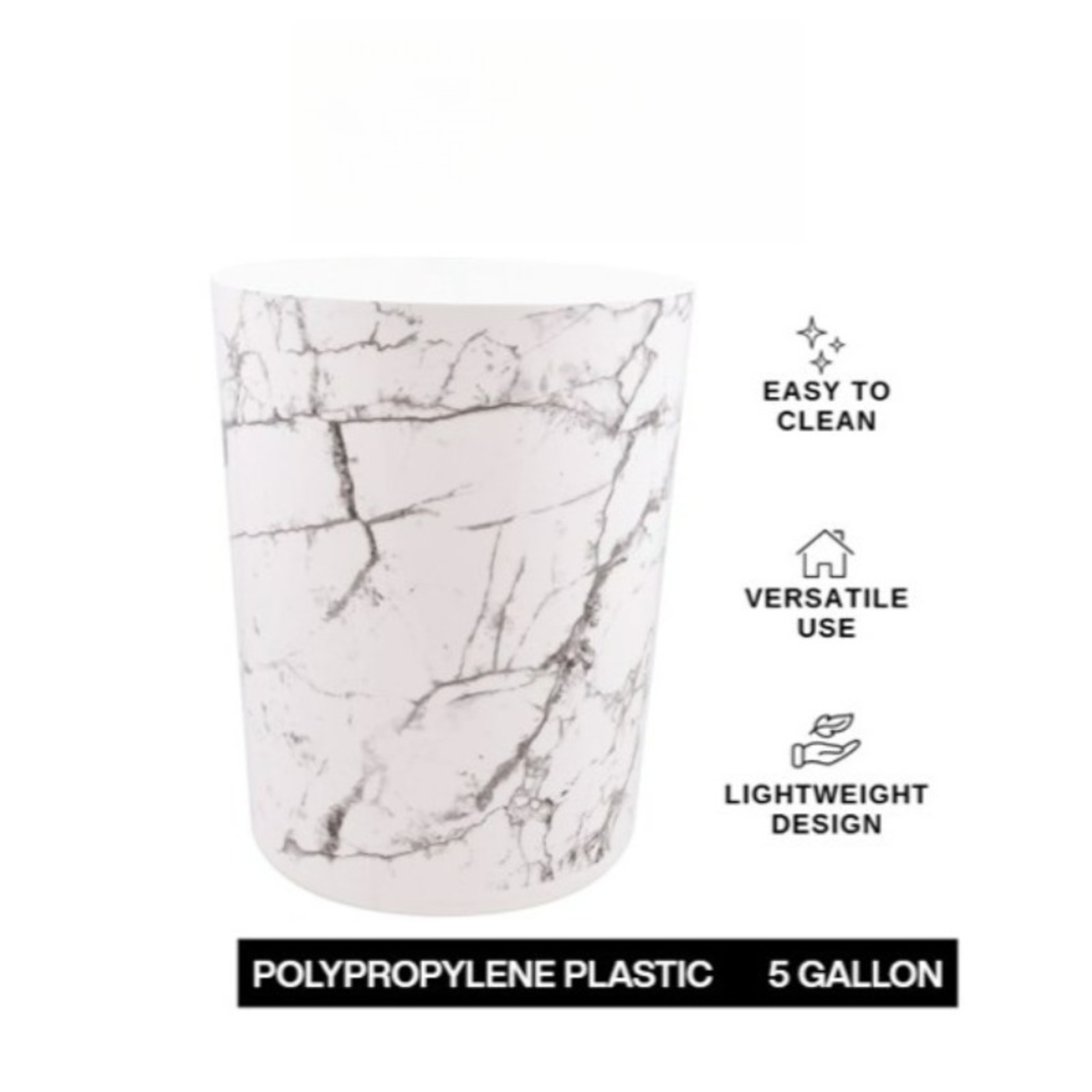 Marble Gallon Bathroom Trash Can Small Plastic Wastebasket For Bedroom And Office 1