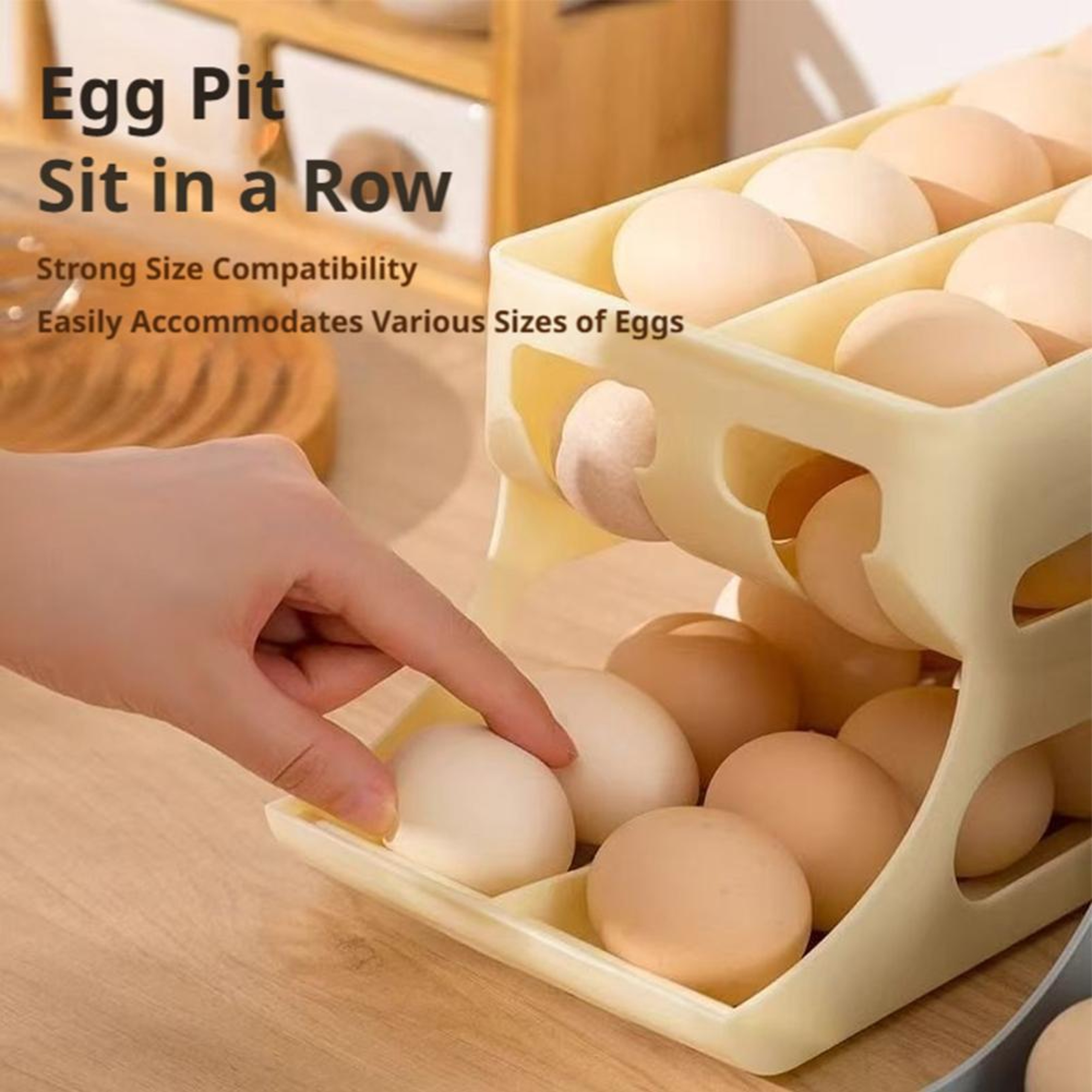 Egg Holder for Fridge Automatic Rolling Egg Dispenser and Space Saving Organizer – view 3