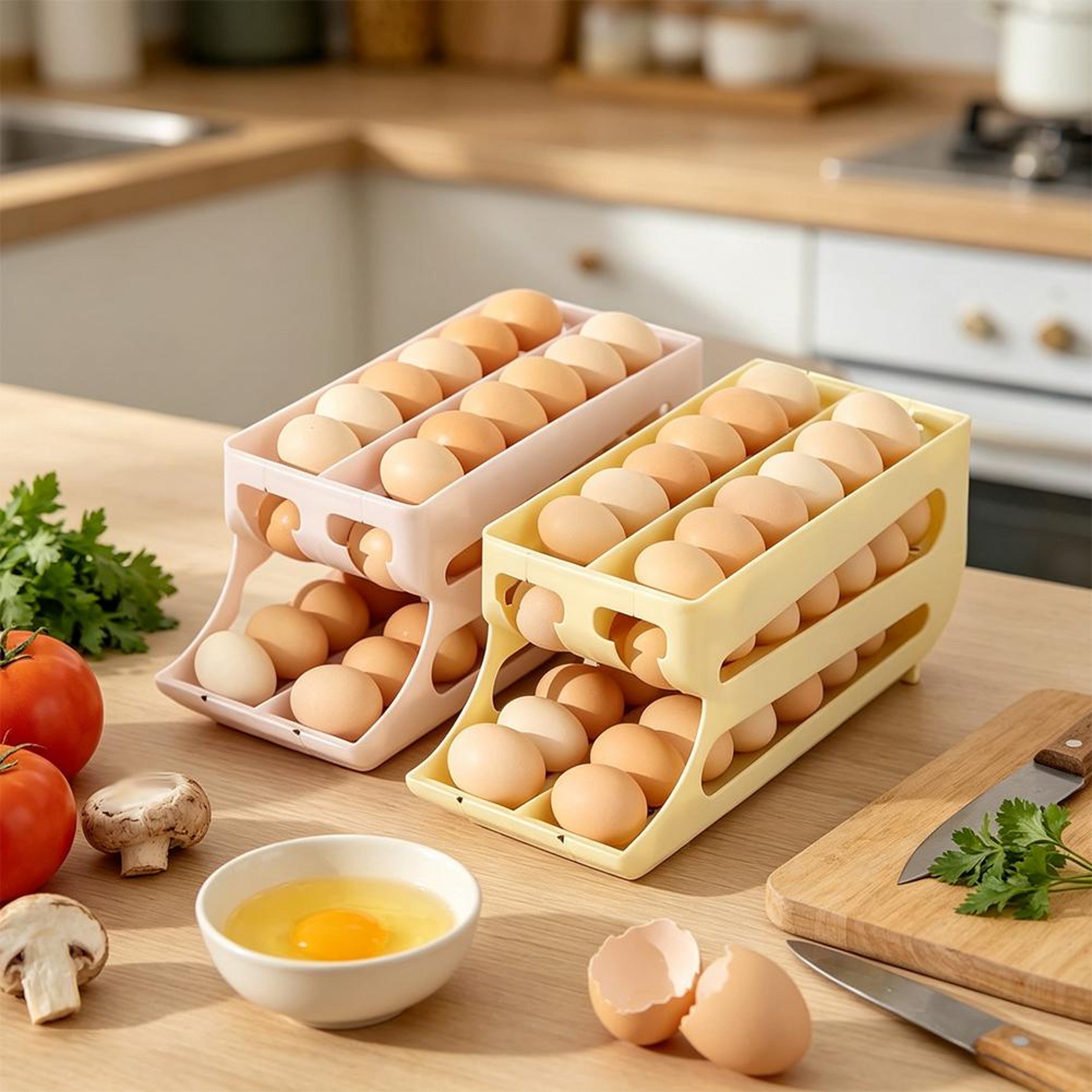 Egg Holder for Fridge Automatic Rolling Egg Dispenser and Space Saving Organizer – view 5