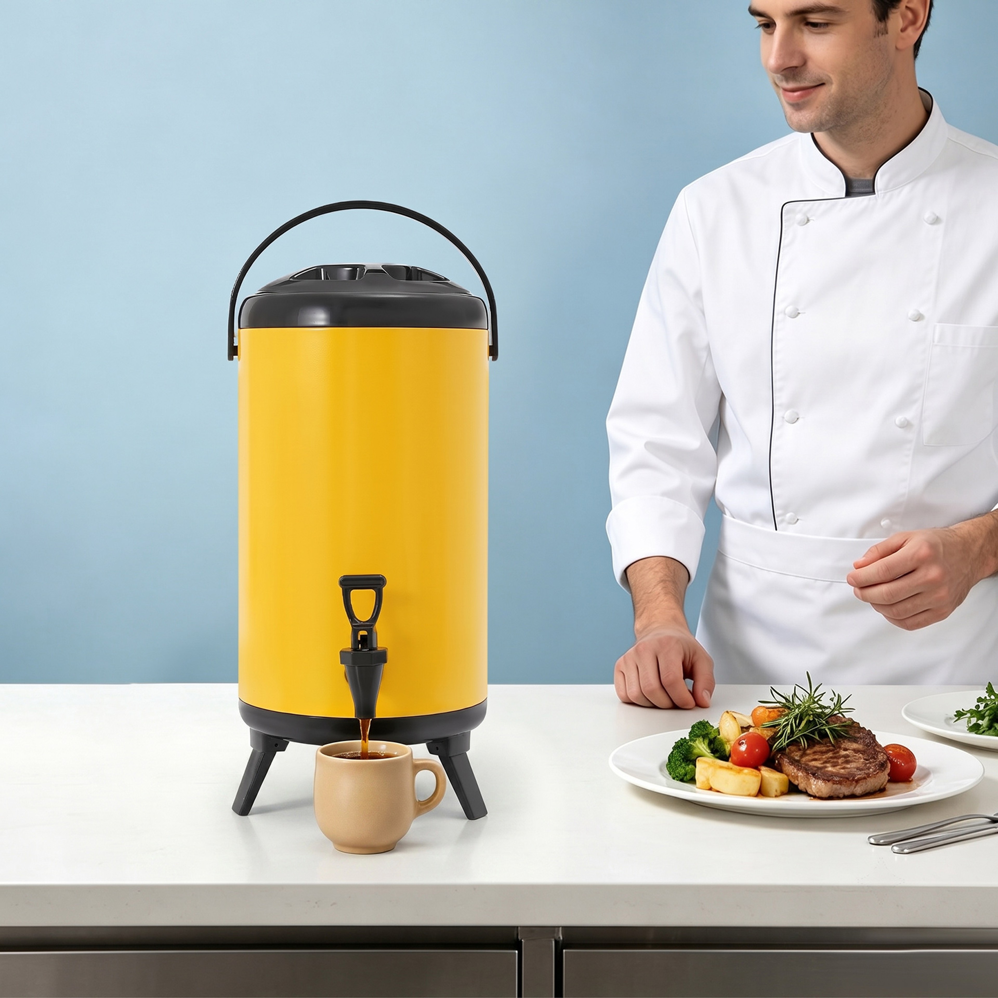 Insulated Beverage Dispenser Stainless Steel Hot And Cold Drink Server 6
