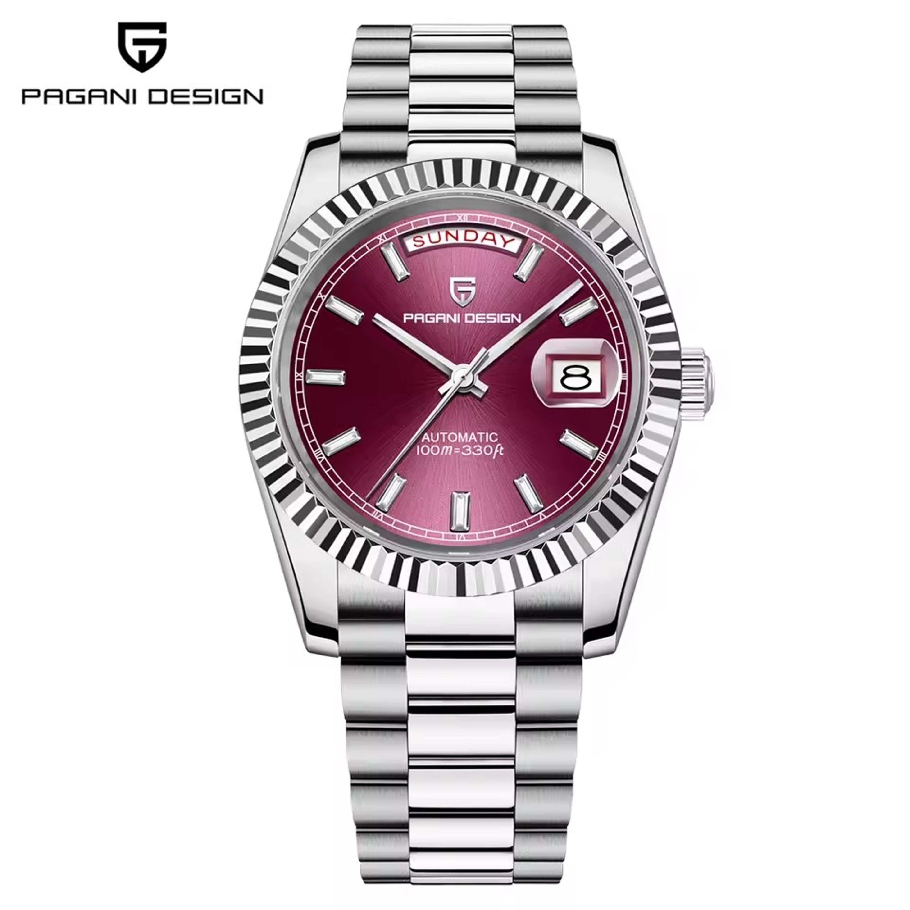 Luxury Stainless Steel Mechanical Men Watch with Week Calendar Waterproof Luminous Dial – view 9