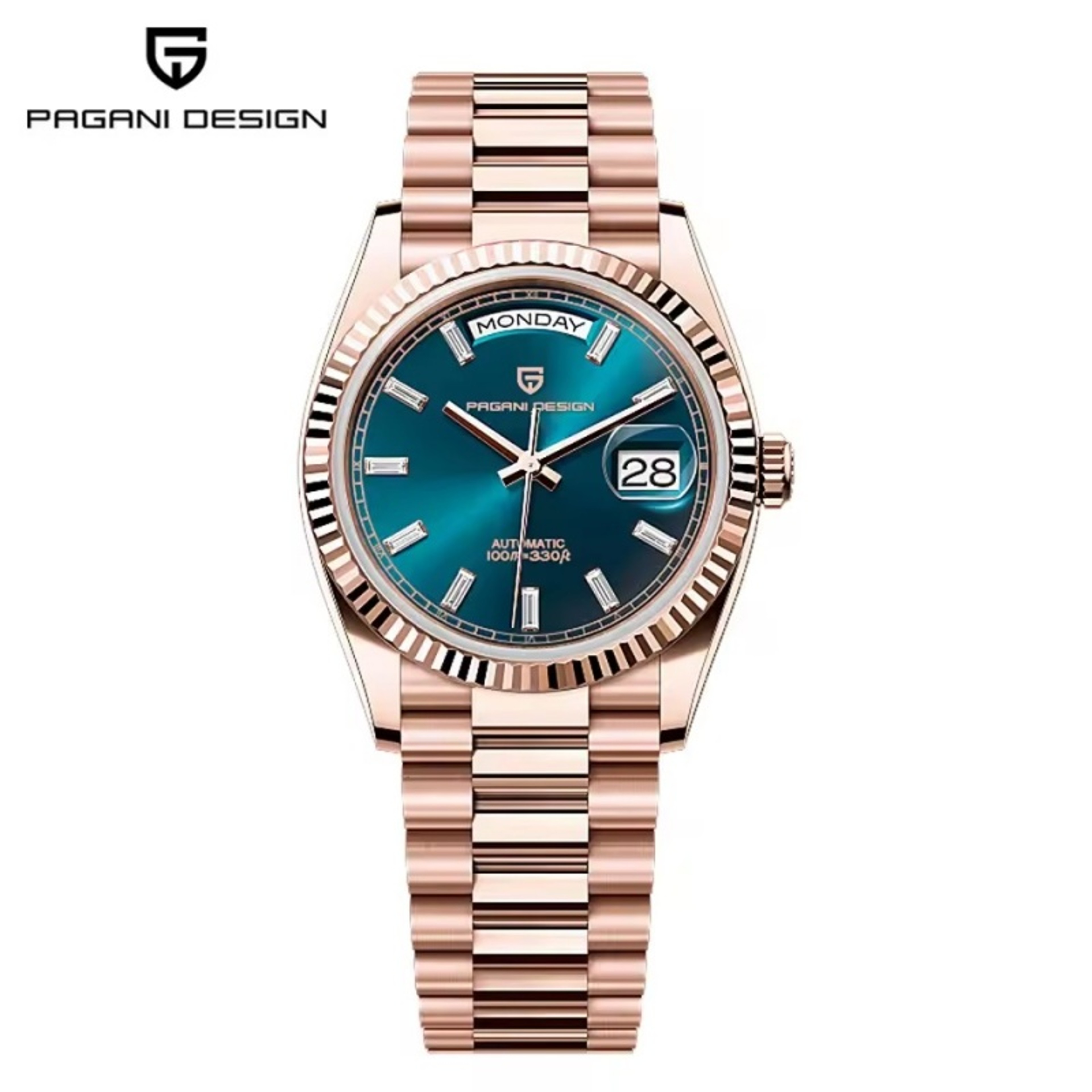 Luxury Stainless Steel Mechanical Men Watch with Week Calendar Waterproof Luminous Dial – view 12
