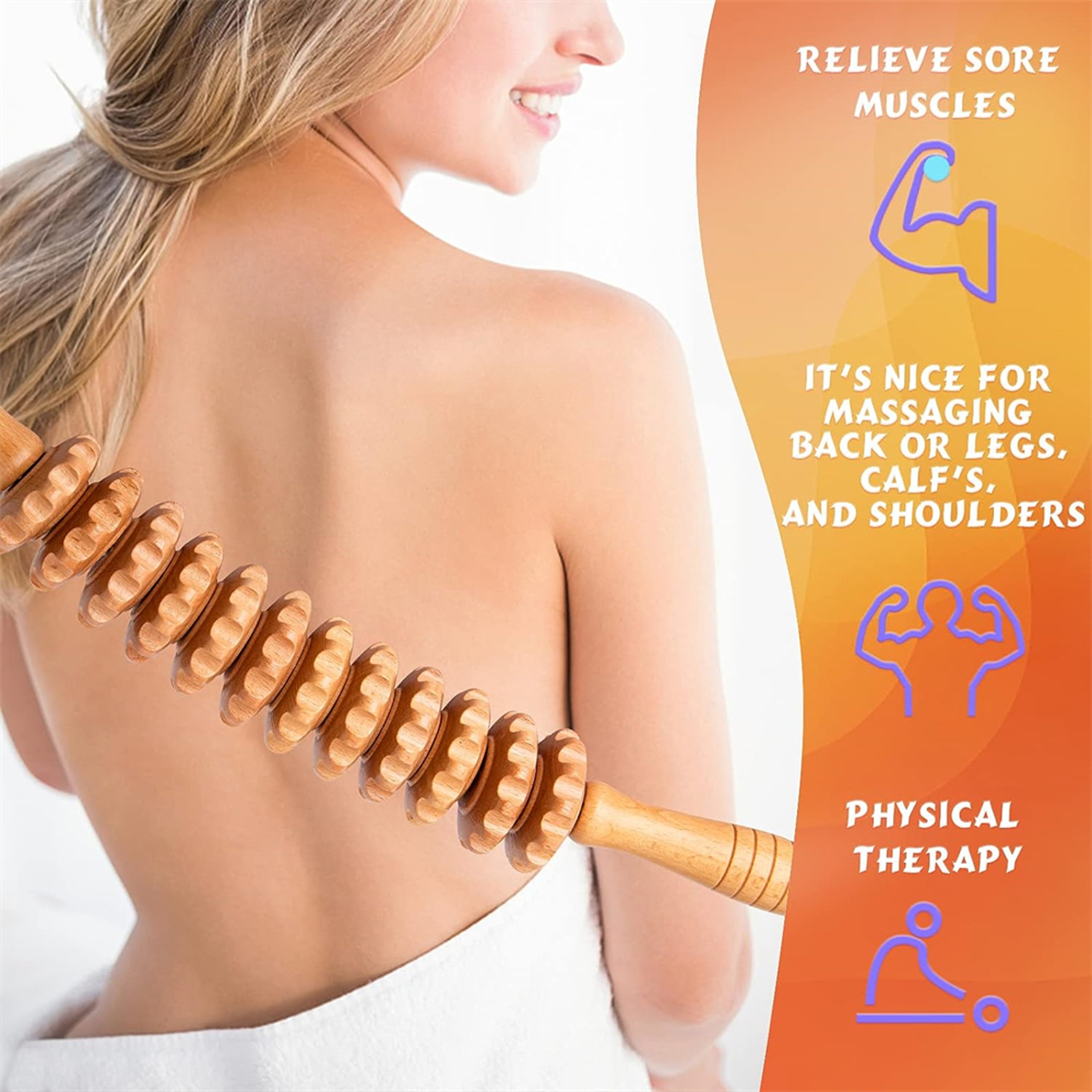 Natural Curved Wooden Massage Roller For Cellulite Massage And Muscle Relief 1