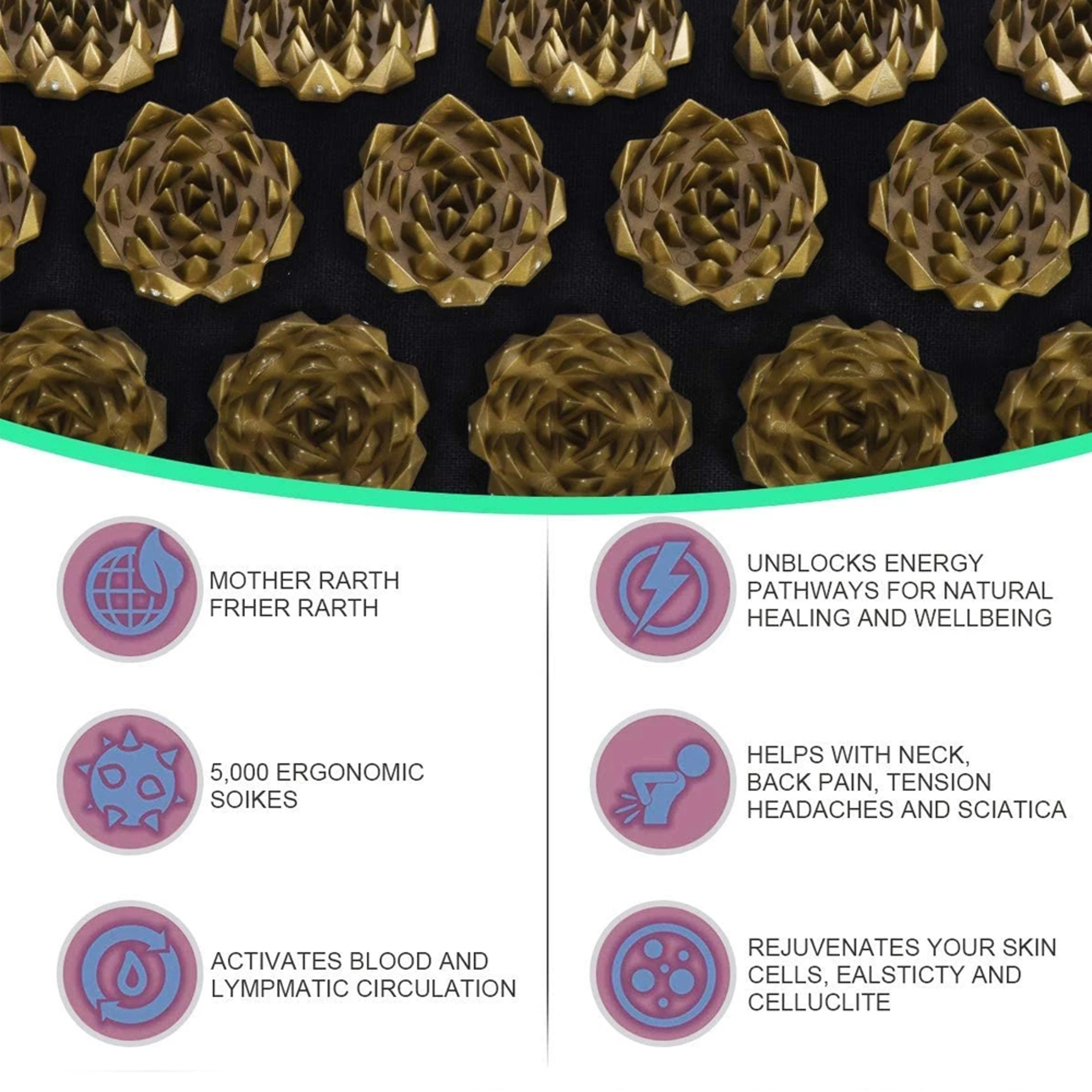 Acupressure Mat and Pillow Set with Foot Massage Mat for Full Body Relaxation – view 3