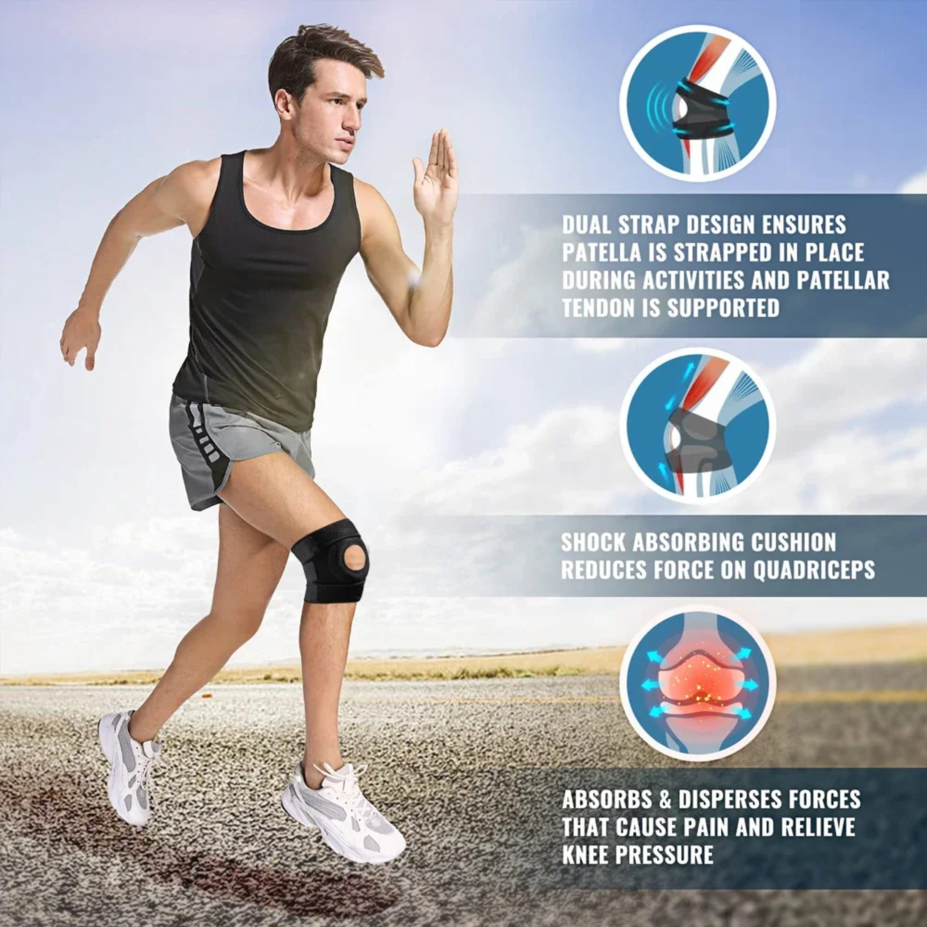 Adjustable Open Patella Knee Support Brace For Running Fitness And Joint Stability 1