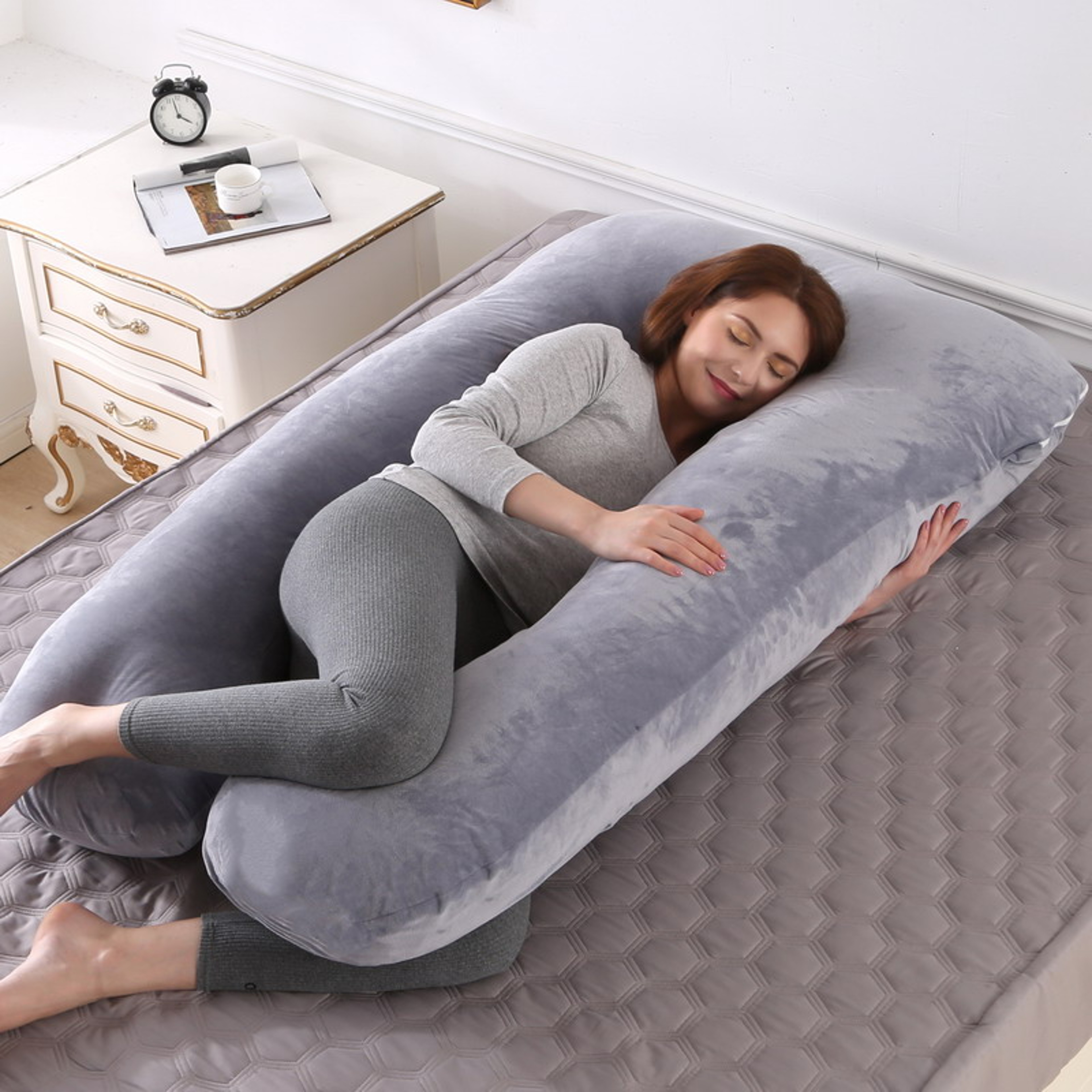 Soft Fleece U Shaped Pregnancy Pillow Full Body Maternity Support Cushion 2