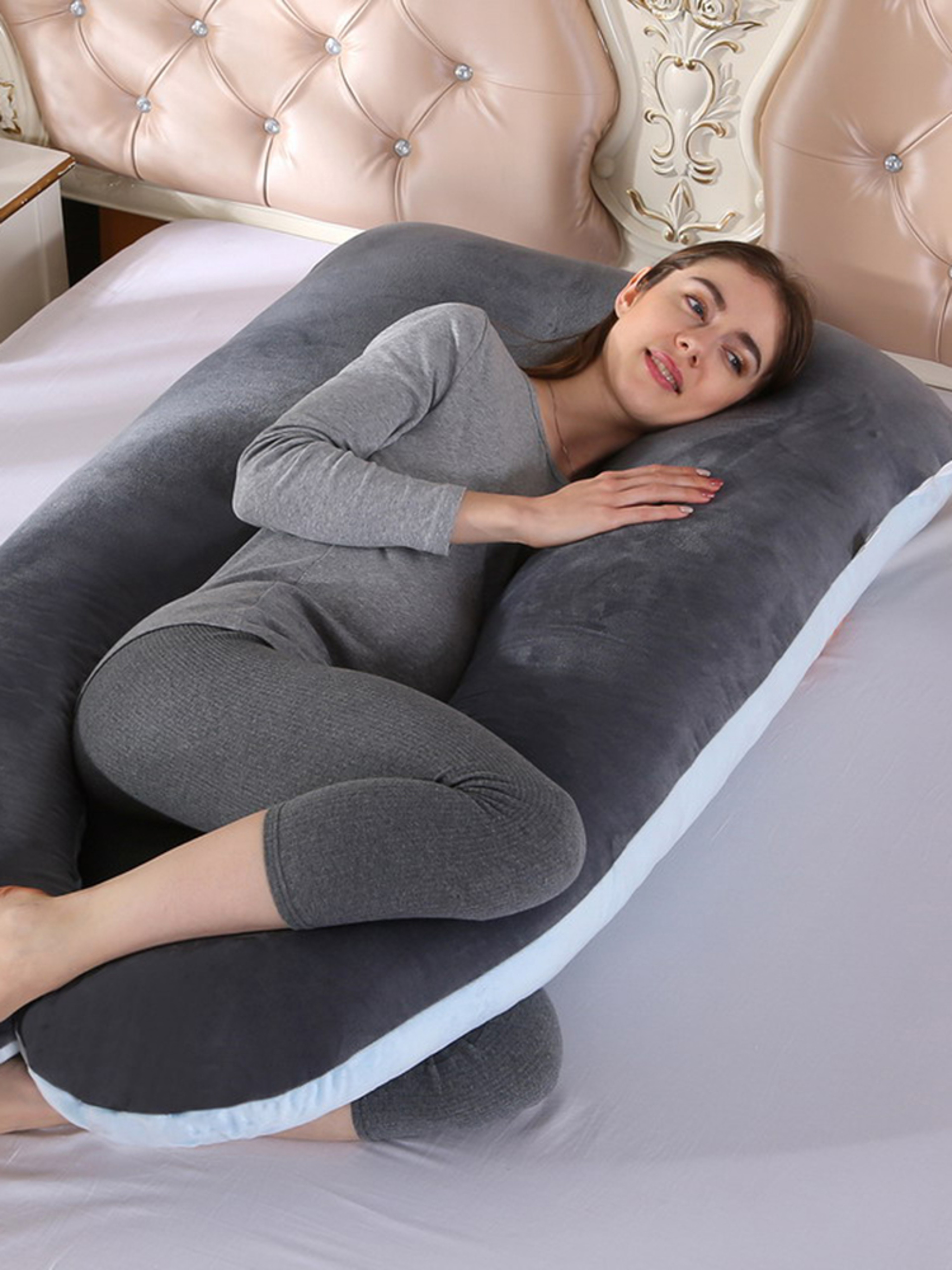 Soft Fleece U Shaped Pregnancy Pillow Full Body Maternity Support Cushion 3