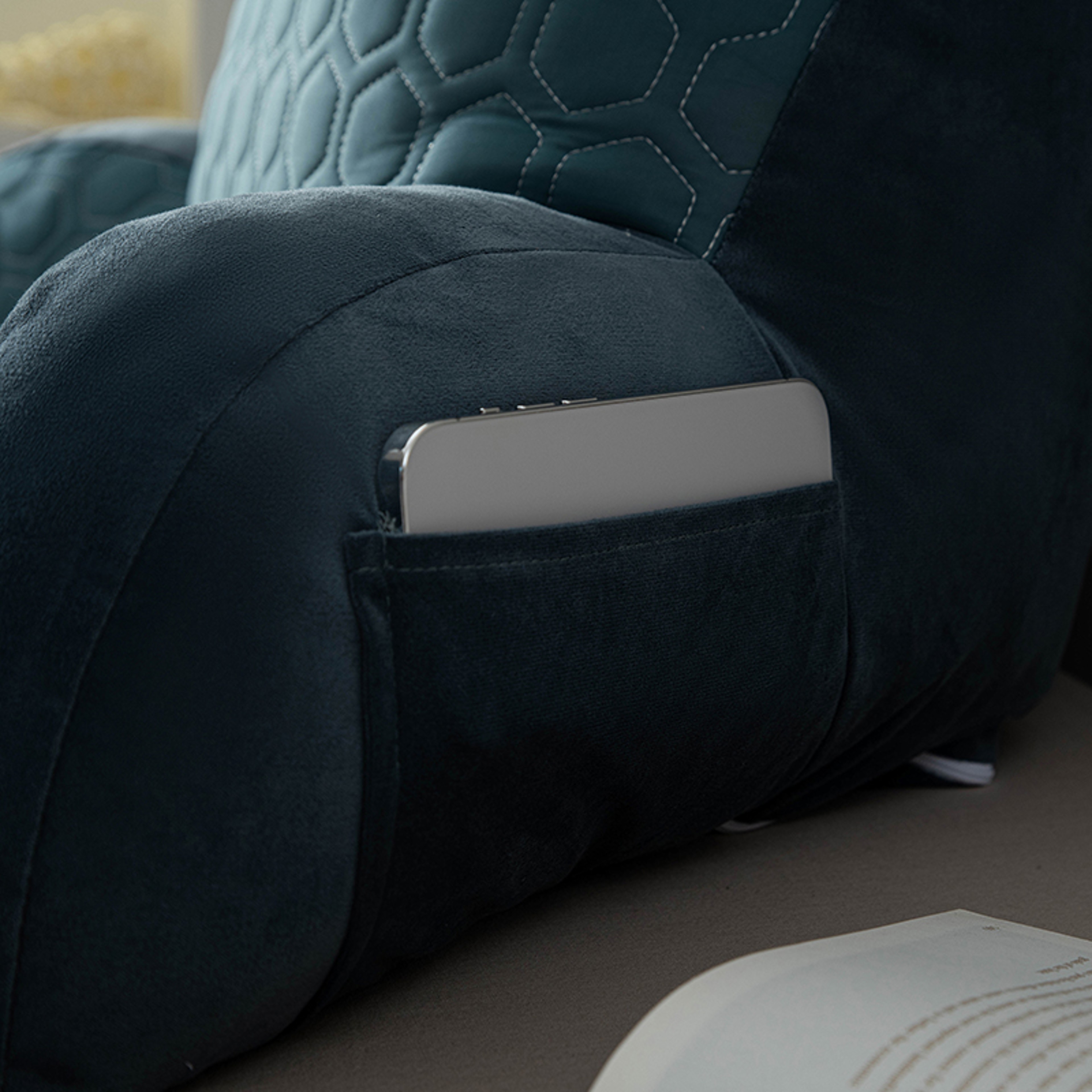 Comfort Support Reading Pillow for Bed with Arms Washable Cover and Storage Pockets – view 6