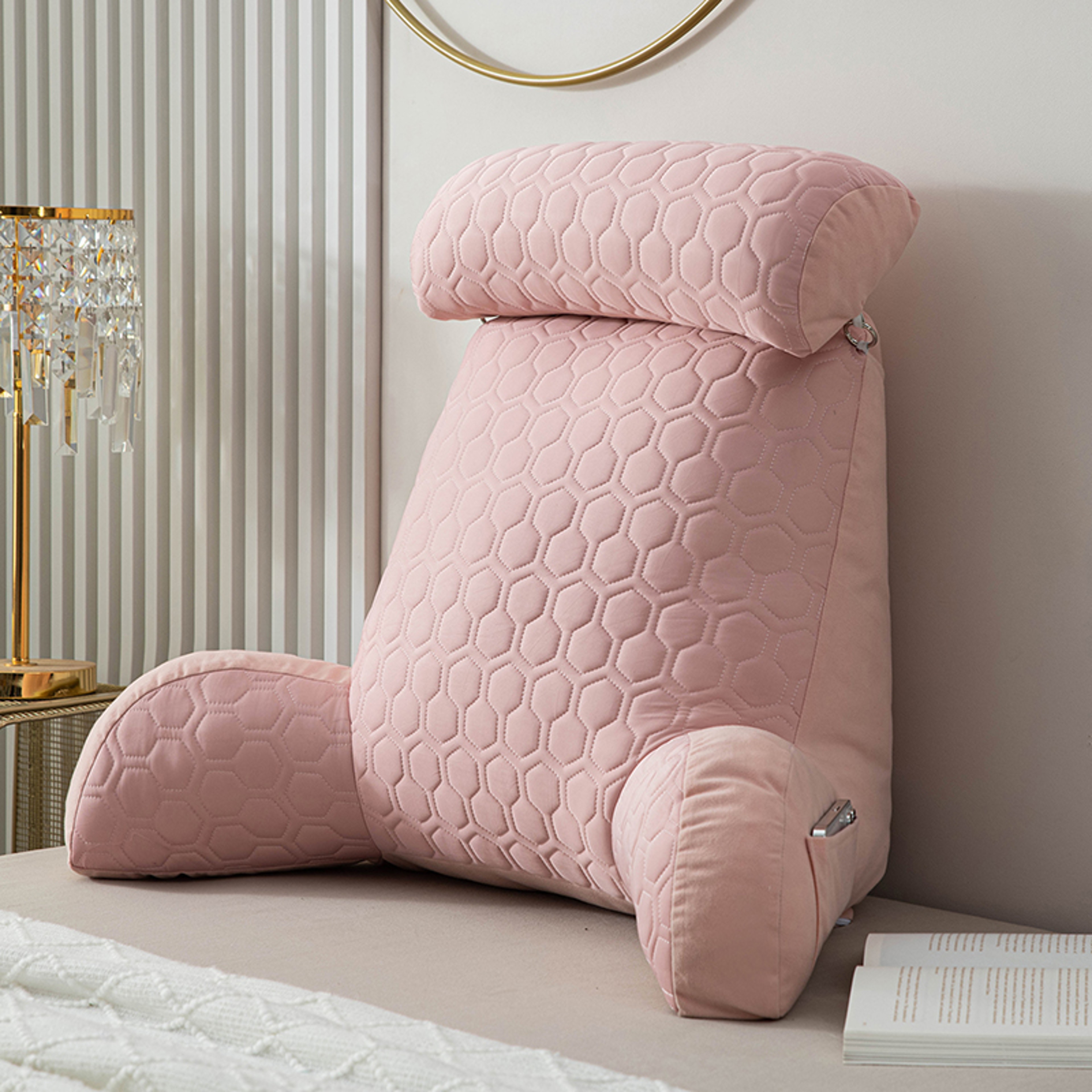 Comfort Support Reading Pillow for Bed with Arms Washable Cover and Storage Pockets – view 11