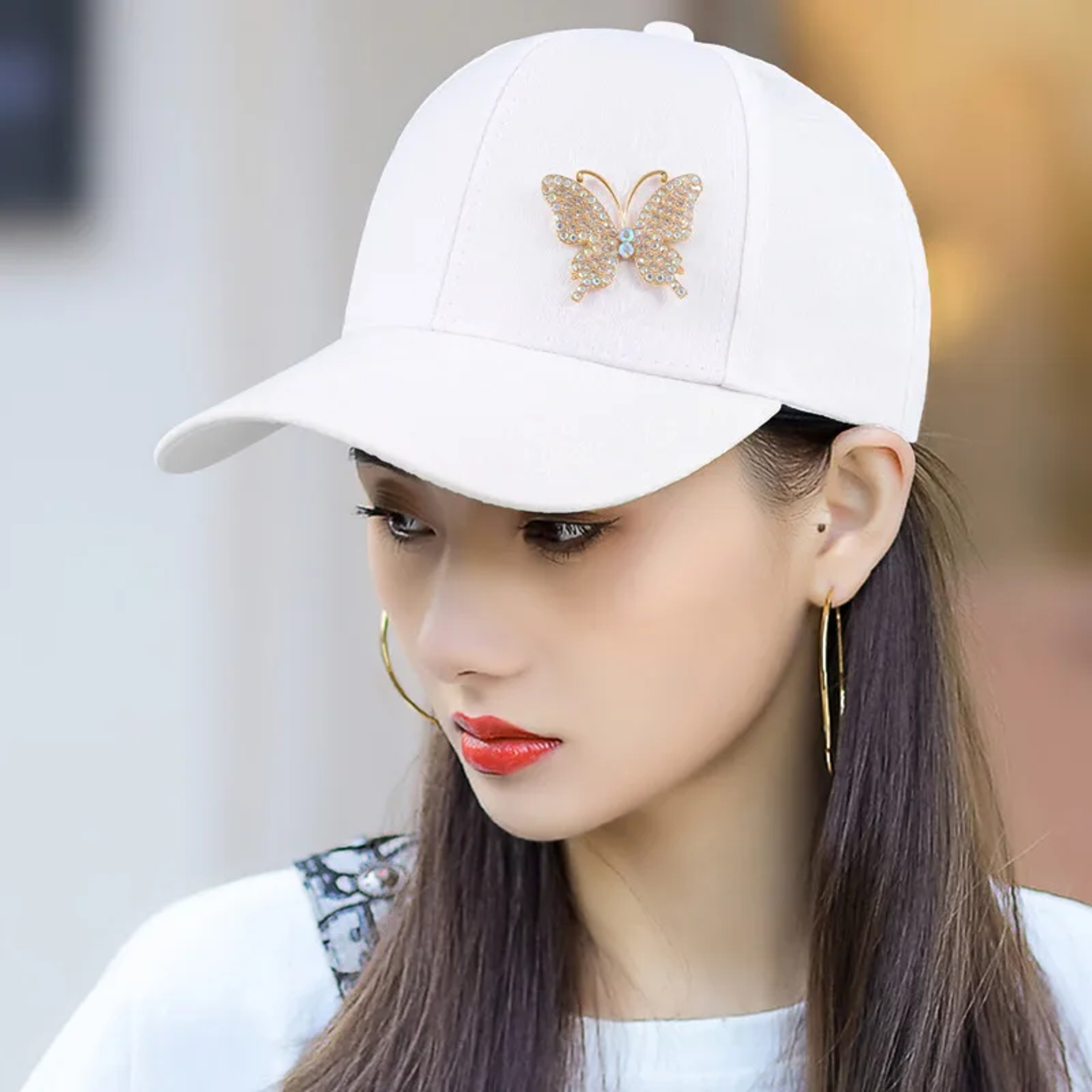 Rhinestone Butterfly Baseball Cap for Women Stylish Summer Sun Hat – view 5