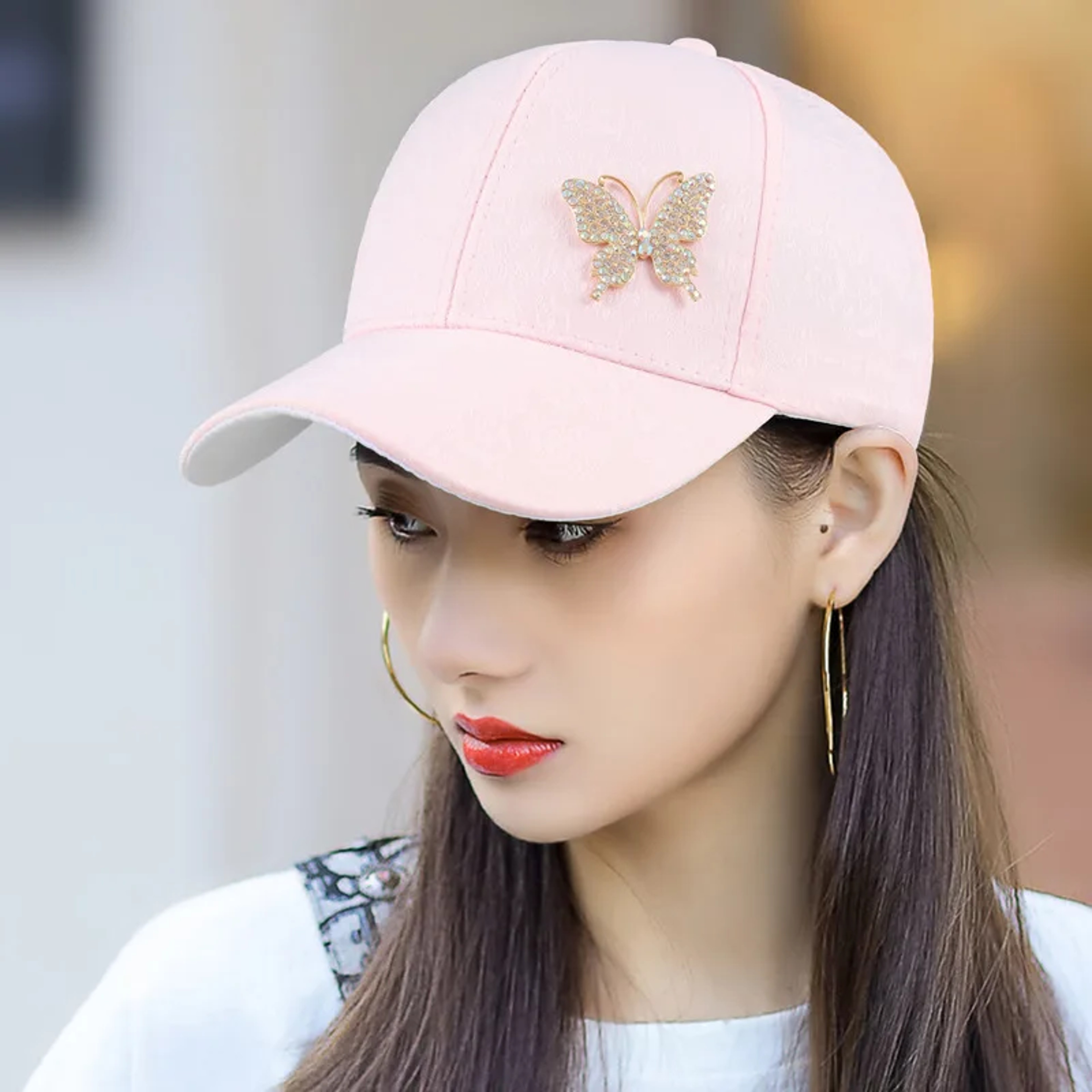 Rhinestone Butterfly Baseball Cap for Women Stylish Summer Sun Hat – view 6