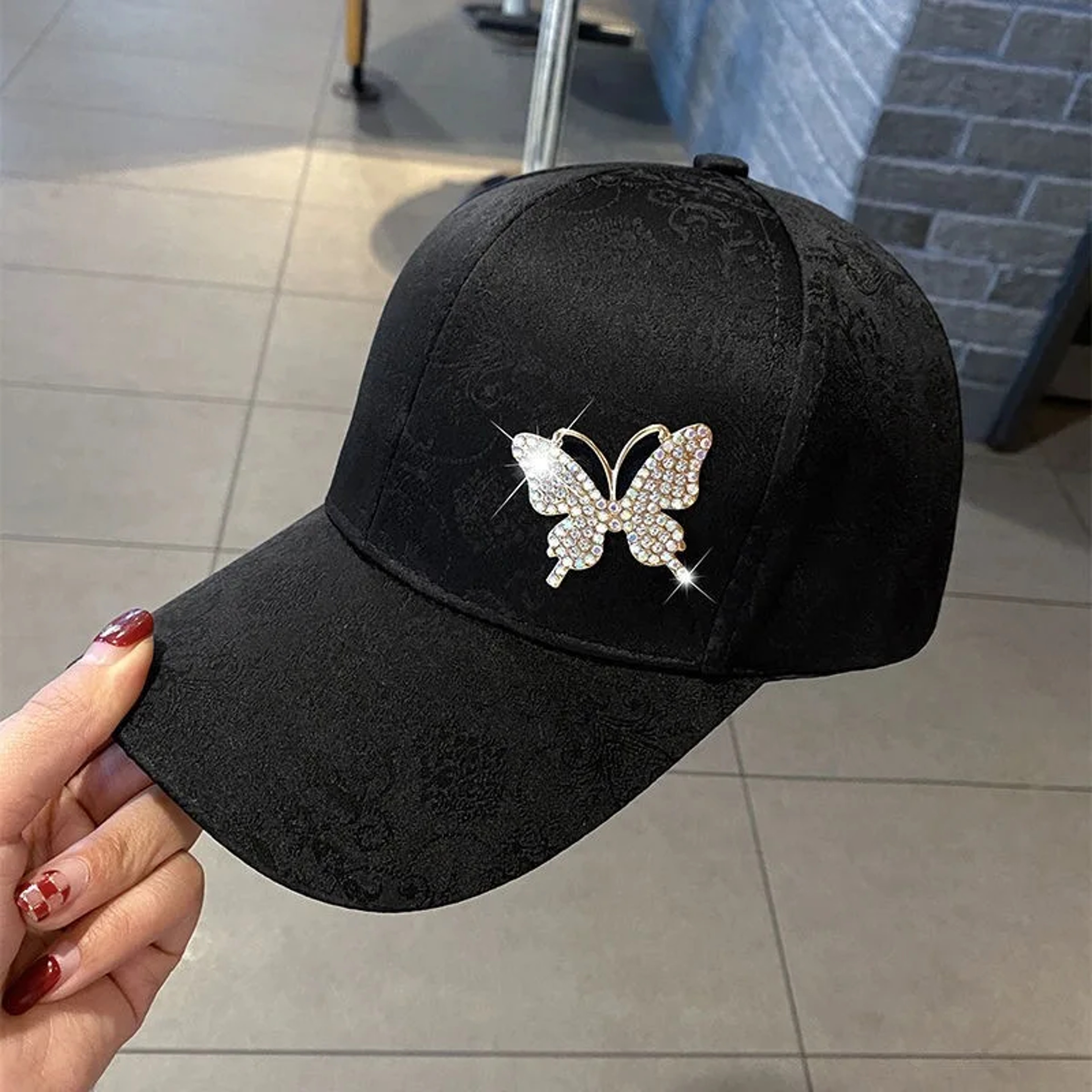 Rhinestone Butterfly Baseball Cap for Women Stylish Summer Sun Hat – view 7