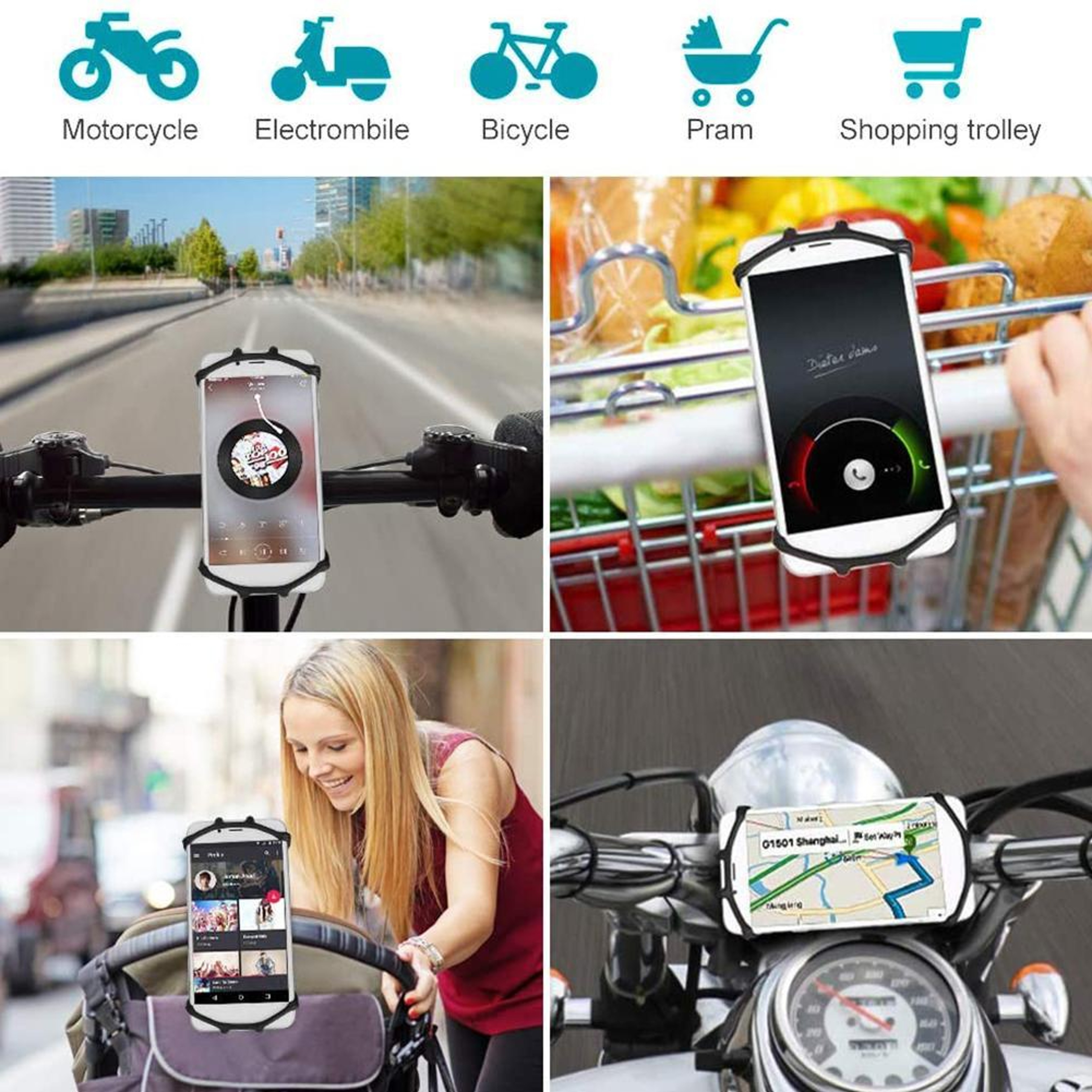 Universal Shockproof Bicycle Phone Holder Secure Silicone Grip Bike And Motorcycle Mount 5