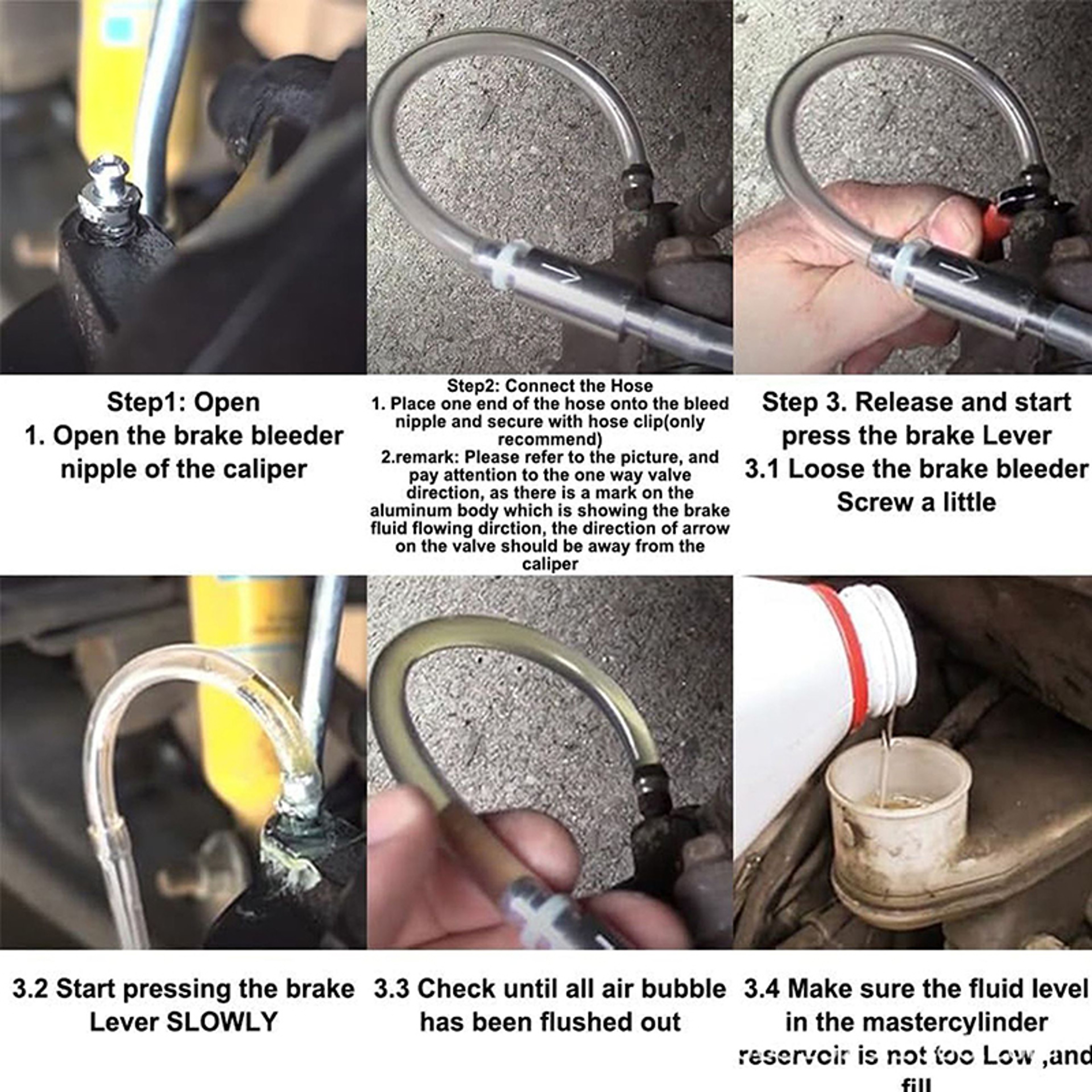 One Way Brake Fluid Bleeder Hose Kit For Car Motorcycle And Clutch Maintenance 3