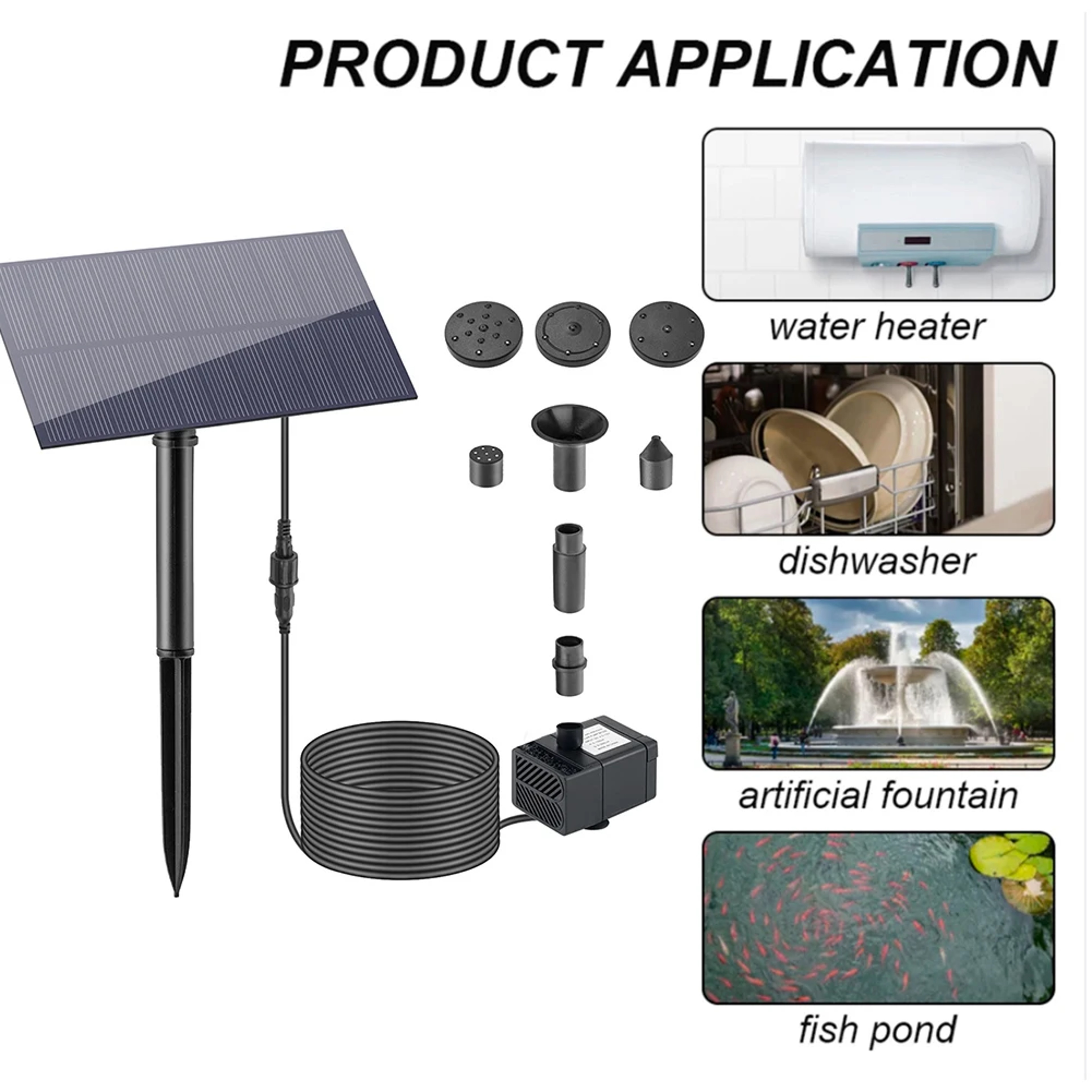 Solar Fountain Pump with Stake for Garden Ponds Bird Baths and Fish Tanks – view 3