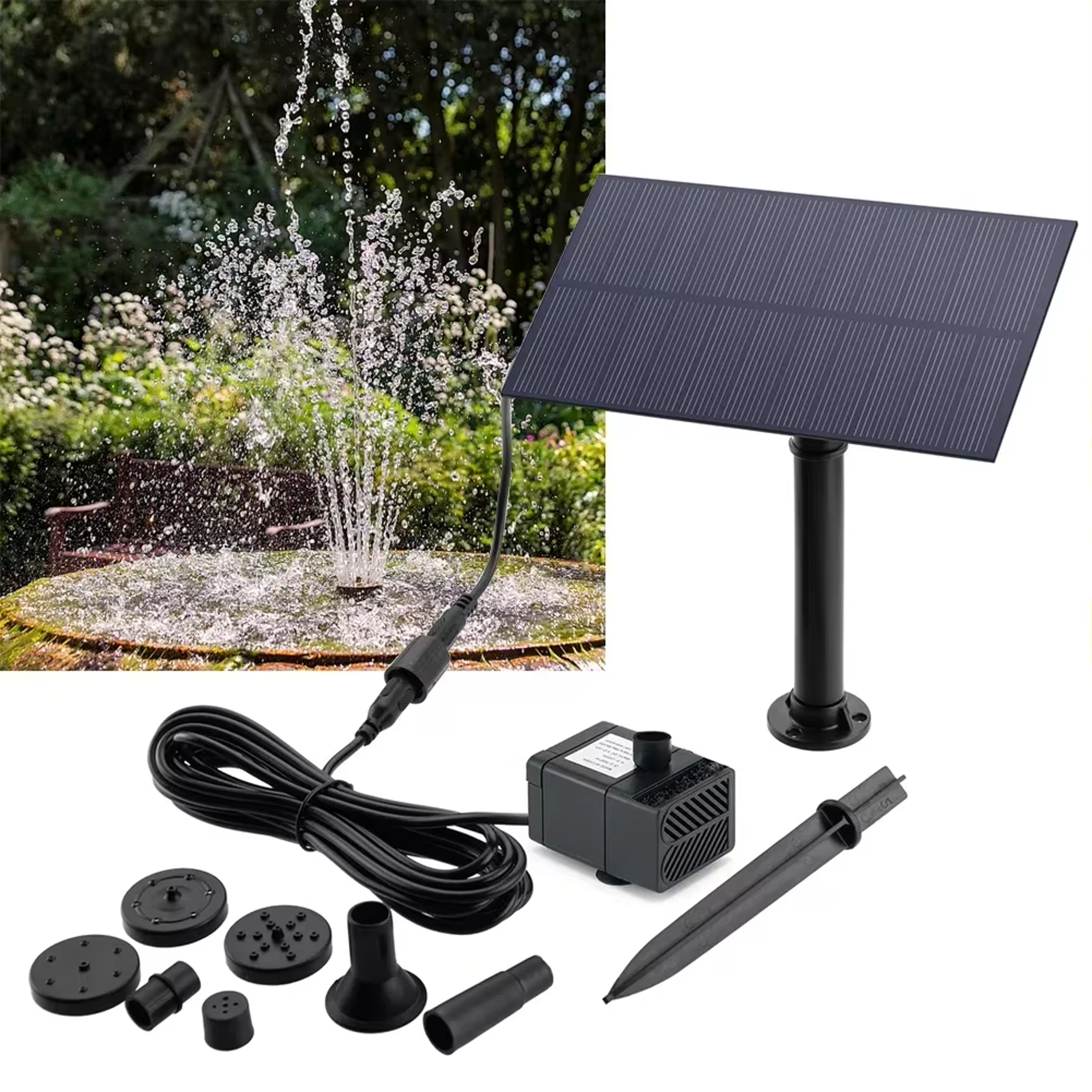 Solar Fountain Pump Kit for Garden Ponds Bird Baths and Outdoor Water Features – view 2